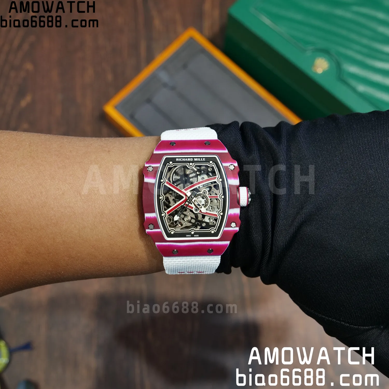 RICHARD MILLE RM67-02 Red NTPT Best Edition Qatar Dial on White Nylon strap CRMA7 Clone V9 82 1a4820fa014143a AMO Watch