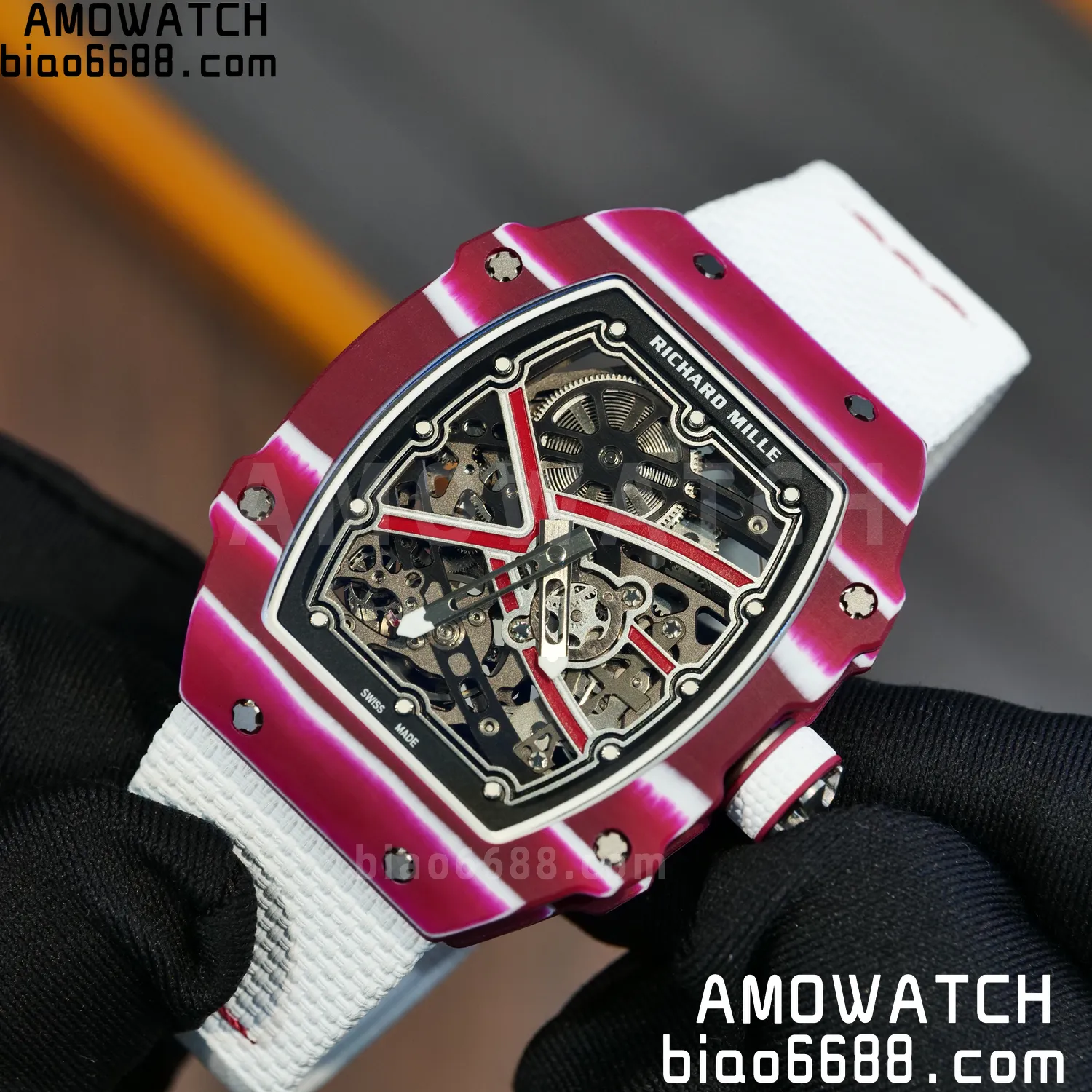 RICHARD MILLE RM67-02 Red NTPT Best Edition Qatar Dial on White Nylon strap CRMA7 Clone V9 72 2140603d0589cac AMO Watch