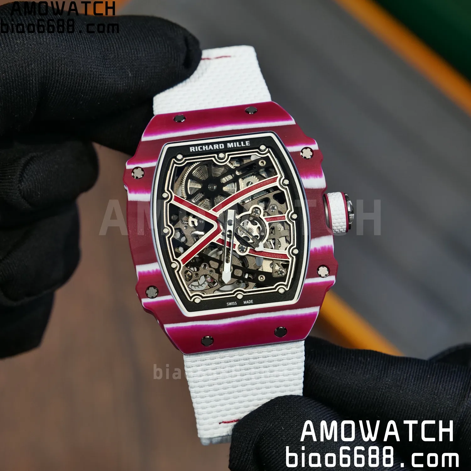 RICHARD MILLE RM67-02 Red NTPT Best Edition Qatar Dial on White Nylon strap CRMA7 Clone V9 61 294b285efb7cc0d AMO Watch