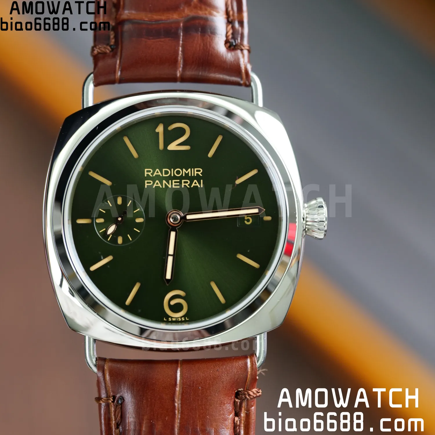 Panerai PAM1386 Y Radiomir TTF 1:1 Best Edition Green Dial on Brown Leather Strap P900 66 29c35e4df2d70b2 AMO Watch