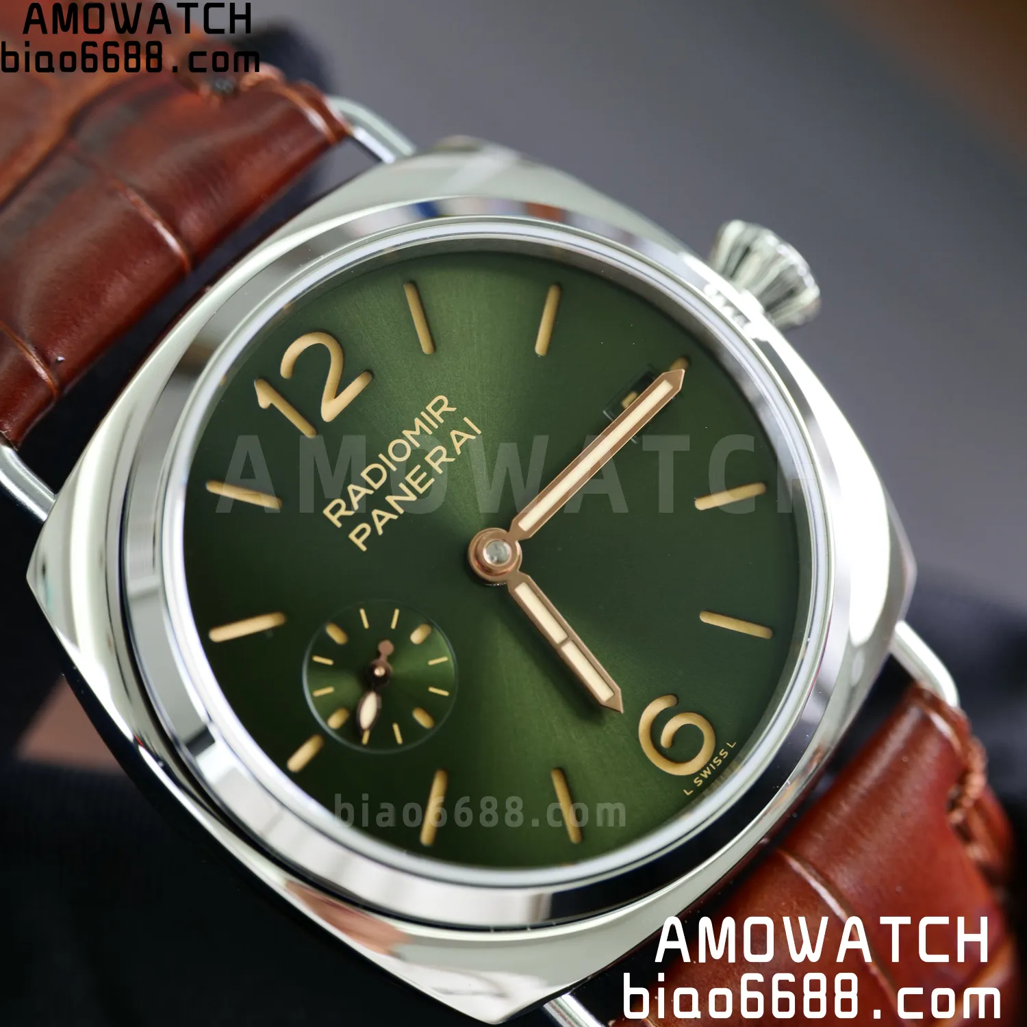 Panerai PAM1386 Y Radiomir TTF 1:1 Best Edition Green Dial on Brown Leather Strap P900 76 2b3ad1d8994845f AMO Watch