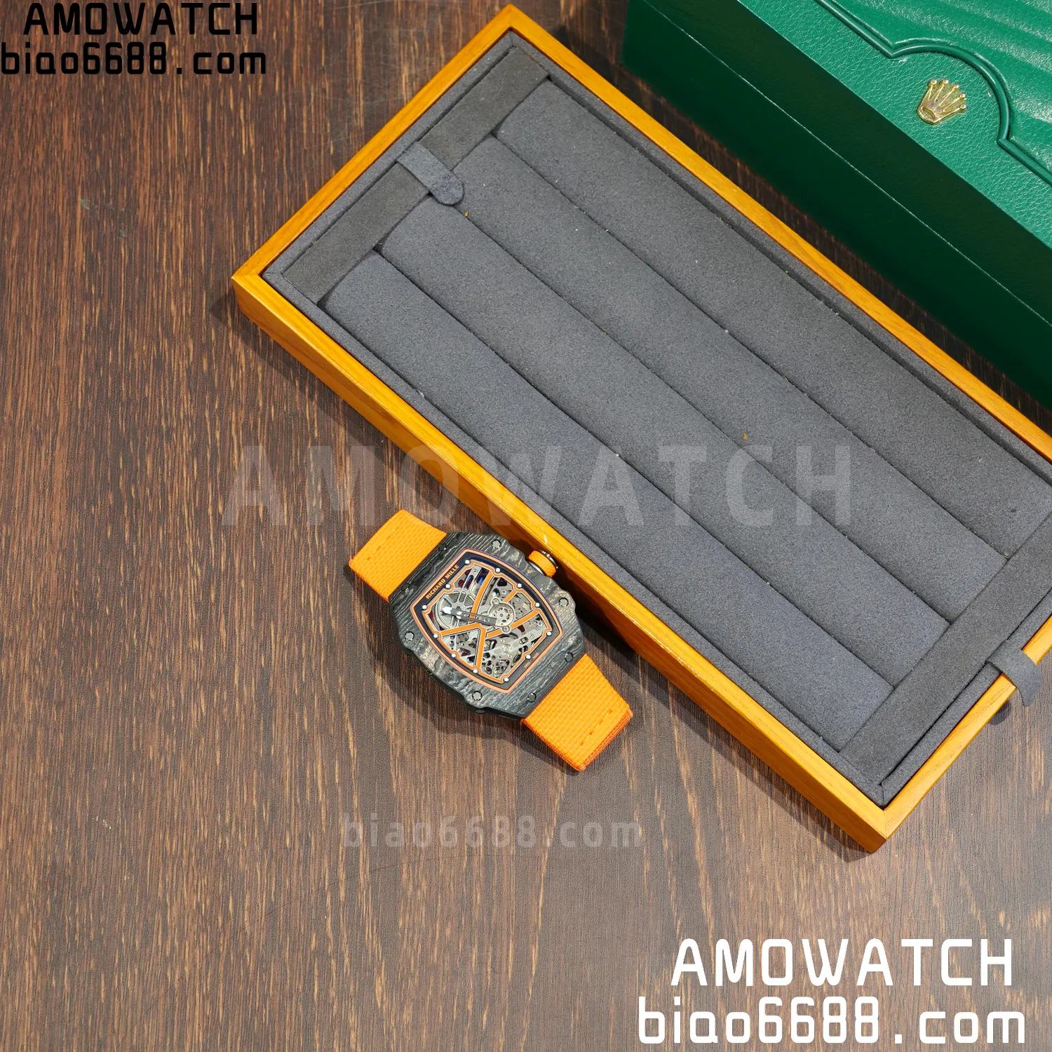 RICHARD MILLE RM67-02 Black NTPT Best Edition McLaren Dial on Orange Nylon strap CRMA7 Clone V9 62 30124f368be4aa7 AMO Watch