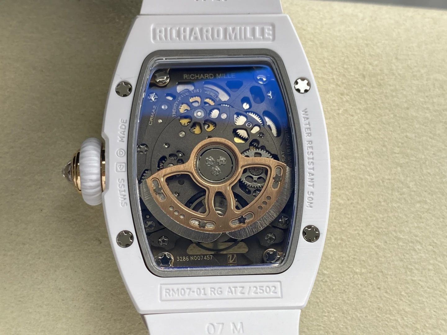 RICHARD MILLE RM07 Ladies White Ceramic Diamonds Bezel ZF 1:1 Best Edition White Dial on White Rubber Strap CRMA2 Clone 30 335e209d0652622 AMO Watch
