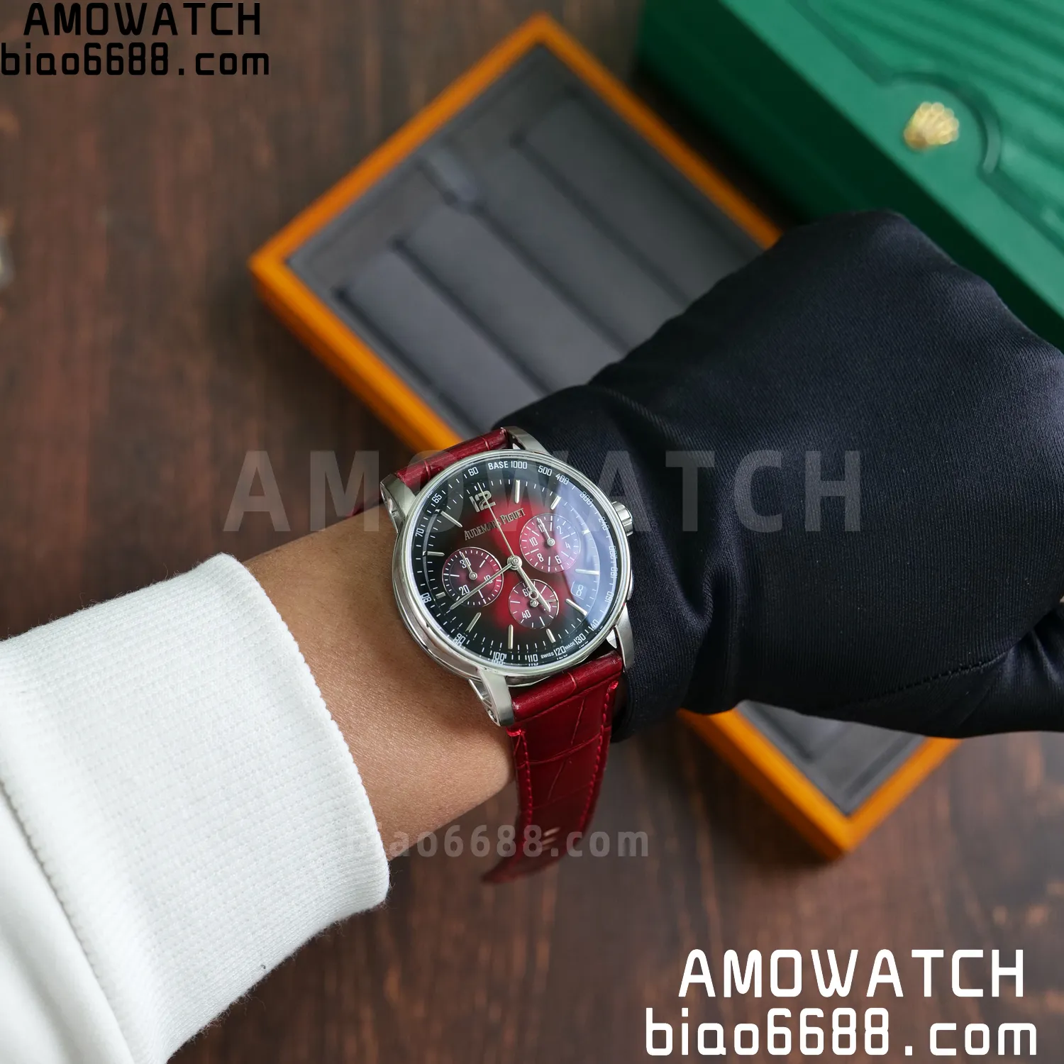 AP Code 11.59 Chrono 26393 SS APSF 1:1 Best Edition Red Ombre Dial On Red Strap Super Clone SA4401 79 347435359587984 AMO Watch