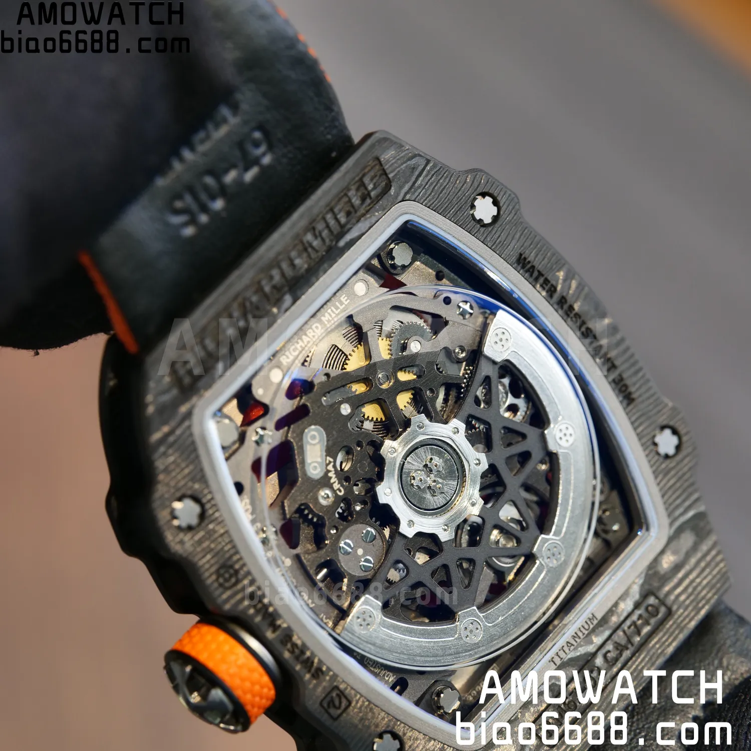 RICHARD MILLE RM67-02 Black NTPT Best Edition McLaren Dial on Orange Nylon strap CRMA7 Clone V9 86 38445d8d8436f50 AMO Watch
