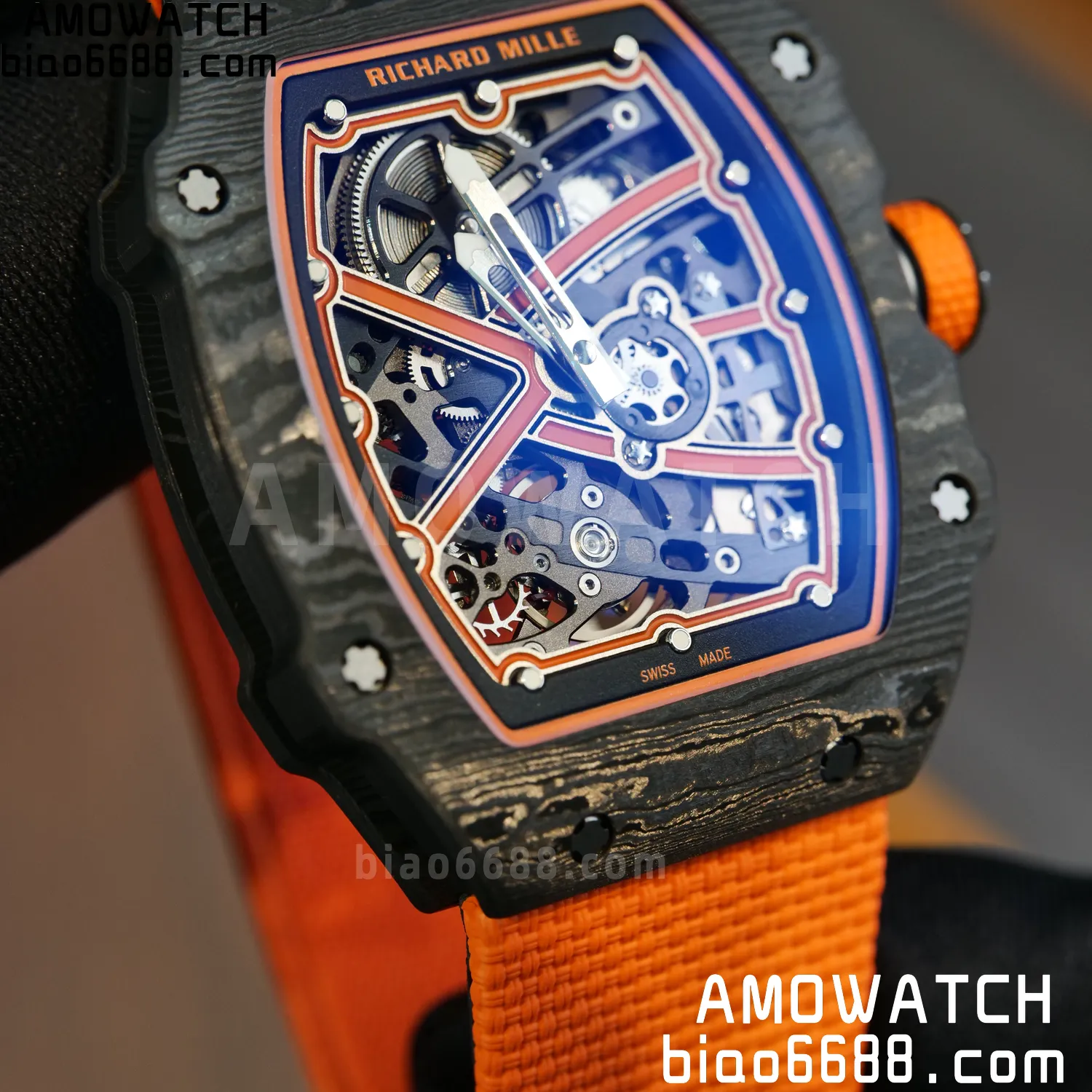 RICHARD MILLE RM67-02 Black NTPT Best Edition McLaren Dial on Orange Nylon strap CRMA7 Clone V9 81 3bfeeca573bfa39 AMO Watch