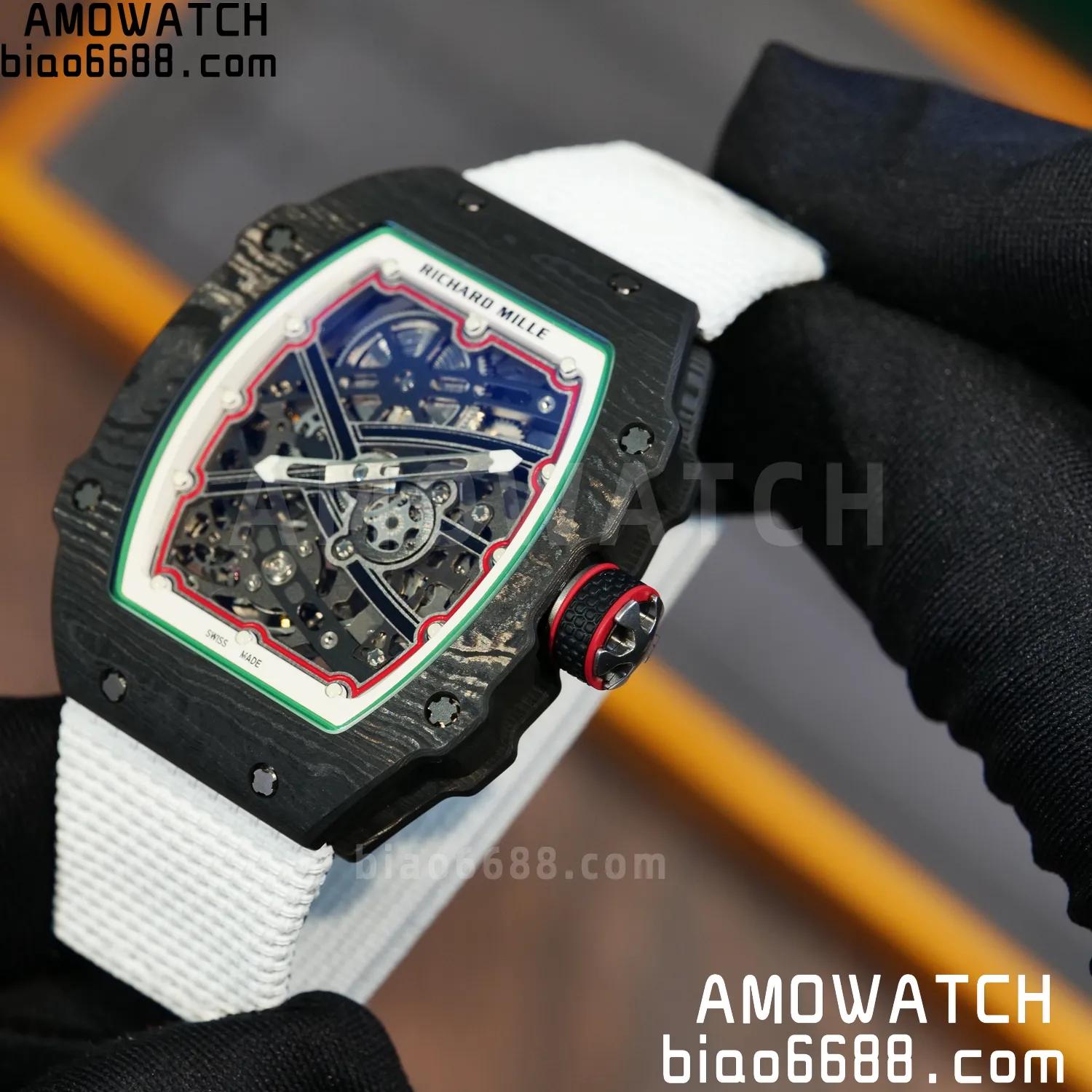 RICHARD MILLE RM67-02 Black NTPT Best Edition Italy Dial on White Nylon strap CRMA7 Clone V9 88 410d090d0d7fff3 阿默表行AmoWatch