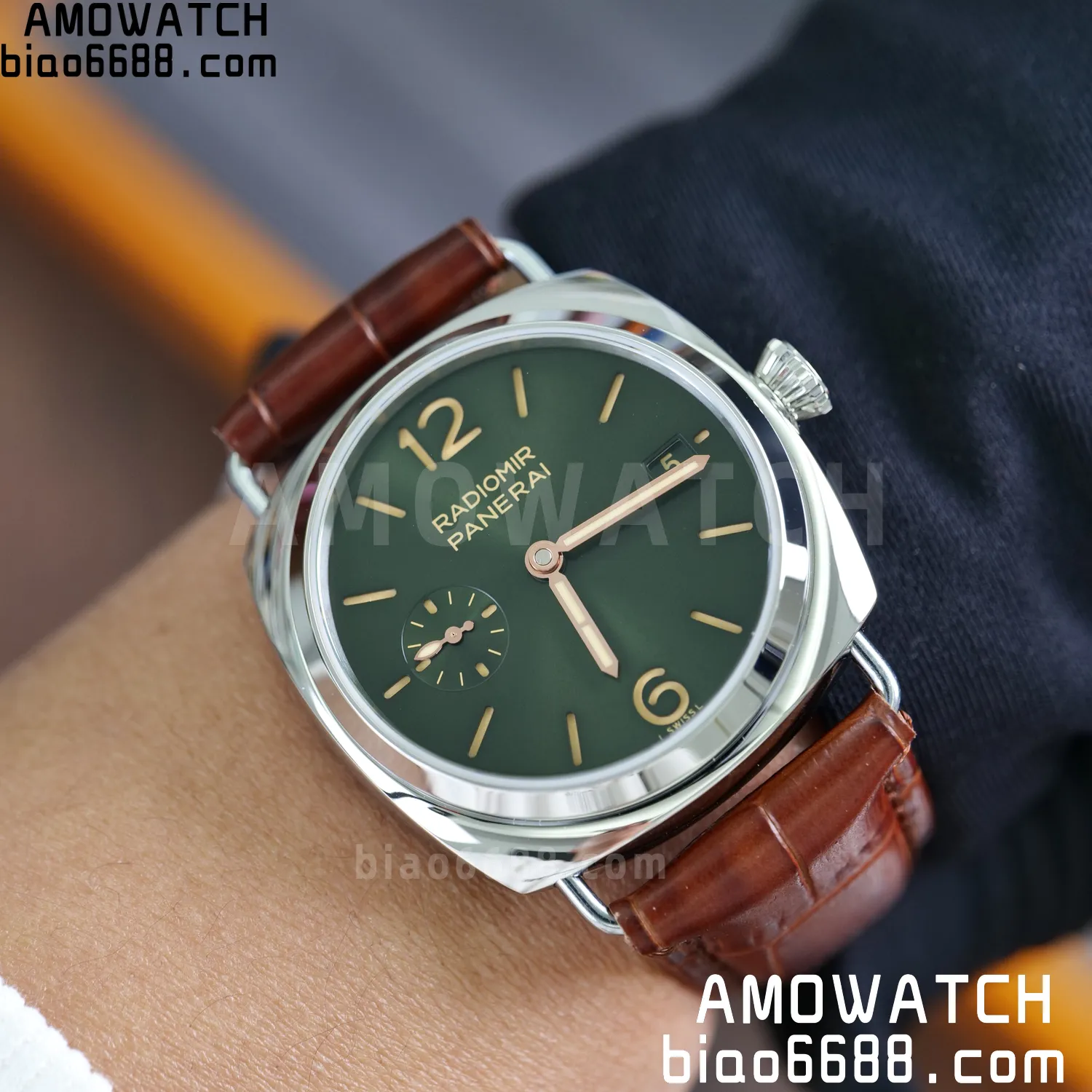 Panerai PAM1386 Y Radiomir TTF 1:1 Best Edition Green Dial on Brown Leather Strap P900 83 45b43ad49b854ab AMO Watch