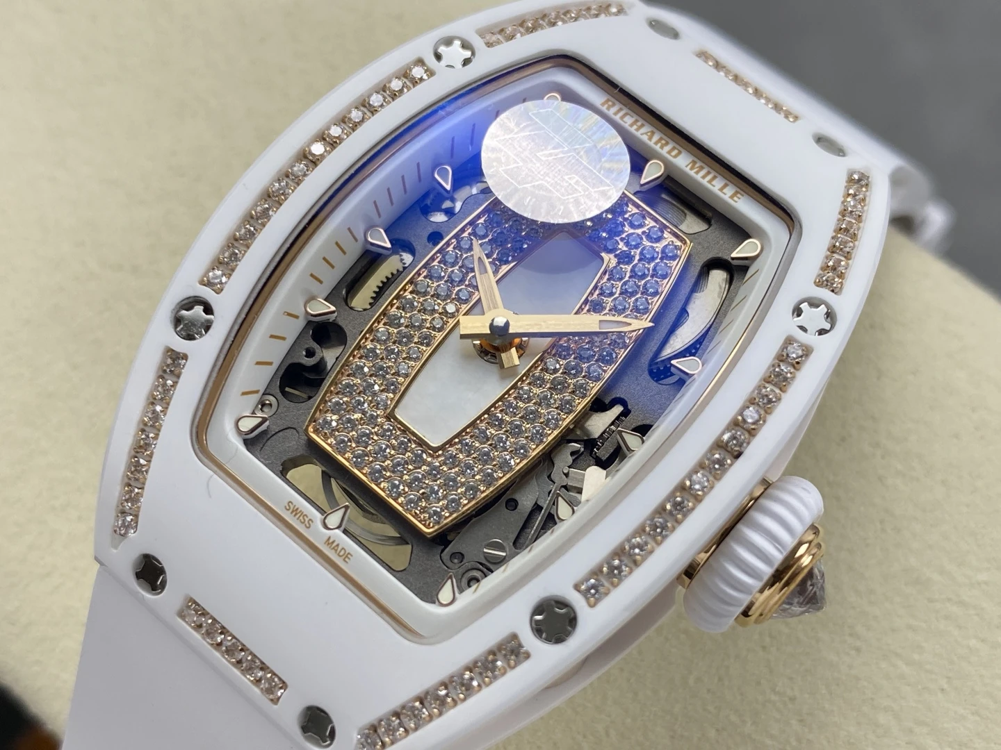 RICHARD MILLE RM07 Ladies White Ceramic Diamonds Bezel ZF 1:1 Best Edition White Dial on White Rubber Strap CRMA2 Clone 25 4c98150e6398f17 1 AMO Watch