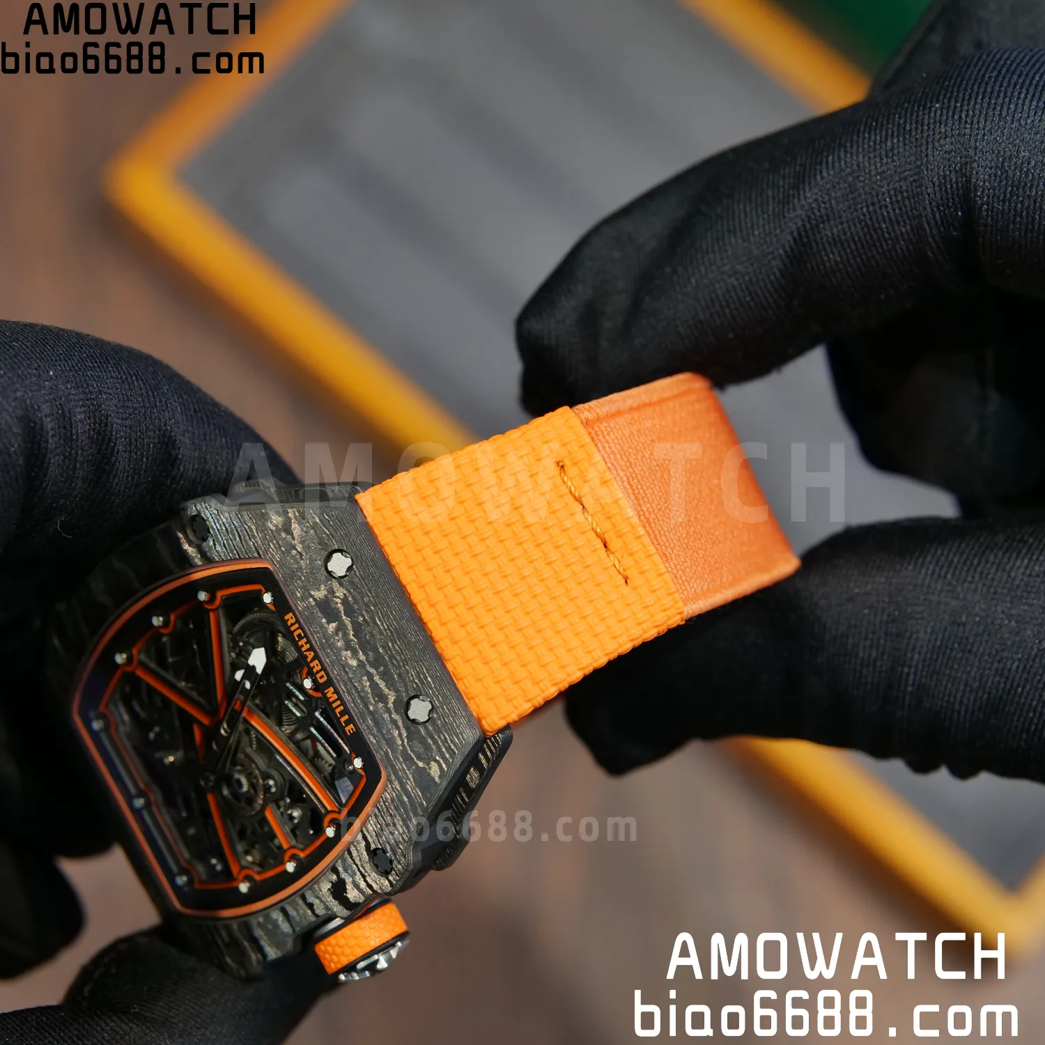 RICHARD MILLE RM67-02 Black NTPT Best Edition McLaren Dial on Orange Nylon strap CRMA7 Clone V9 66 4f80ee9abb3c93b AMO Watch