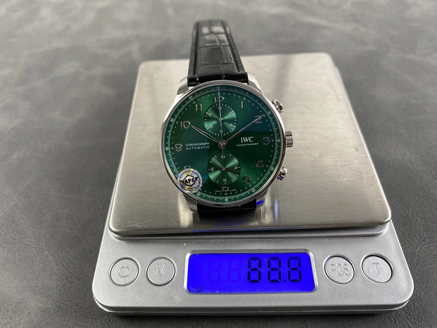 IWC Portuguese Chrono IW371615 SS APSF 1:1 Best Edition Green Dial on Black Leather Strap SA69385 Super Clone 33 505ce0d3f318920 AMO Watch
