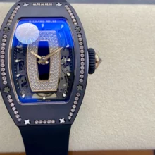 RICHARD MILLE RM07 Ladies Black Ceramic Diamonds Bezel ZF 1:1 Best Edition Black Dial on Black Rubber Strap CRMA2 Clone
