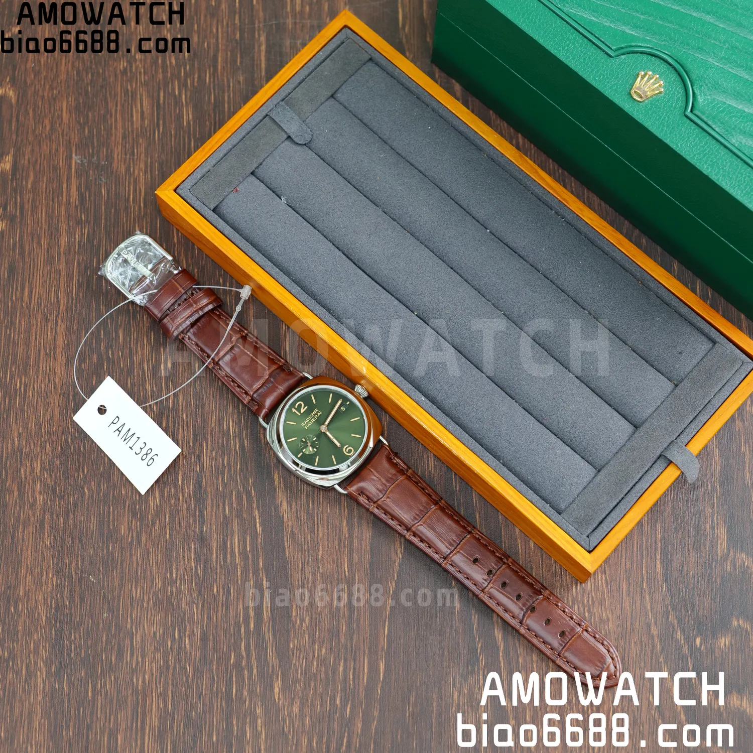 Panerai PAM1386 Y Radiomir TTF 1:1 Best Edition Green Dial on Brown Leather Strap P900 59 51d1cf0771aed44 AMO Watch
