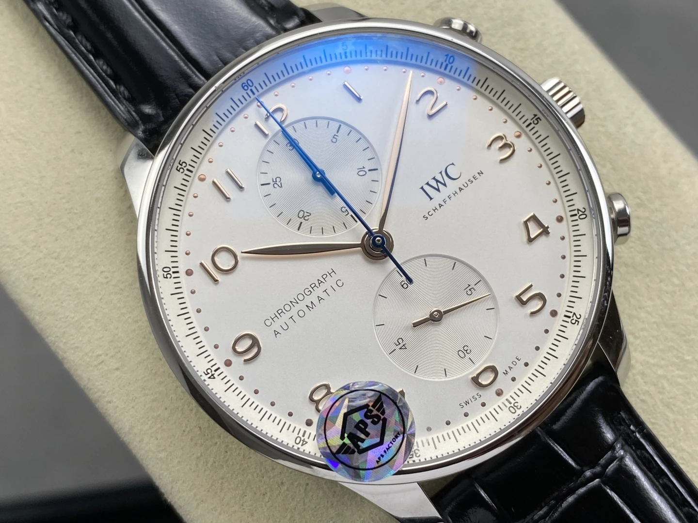 IWC Portuguese Chrono IW371604 SS APSF 1:1 Best Edition White Dial RG Markers on Black Leather Strap SA69385 Super Clone 27 51e4eb475782de3 AMO Watch
