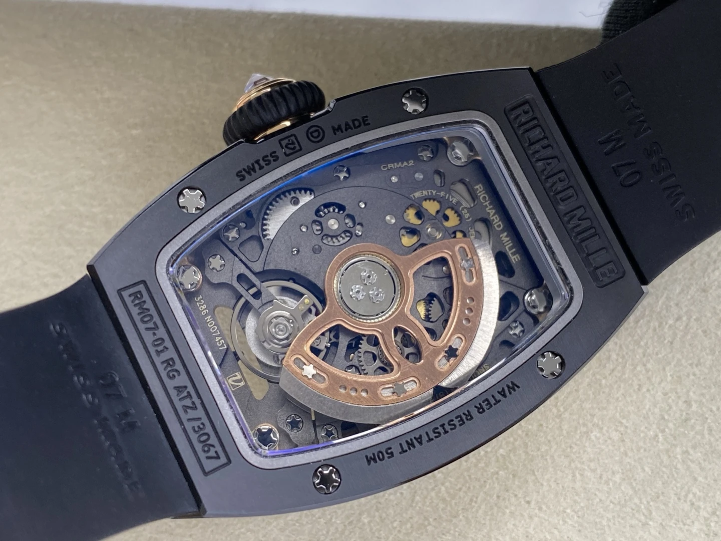 RICHARD MILLE RM07 Ladies Black Ceramic Diamonds Bezel ZF 1:1 Best Edition Red Dial on Black Rubber Strap CRMA2 Clone 36 53c2320b8b15535 AMO Watch