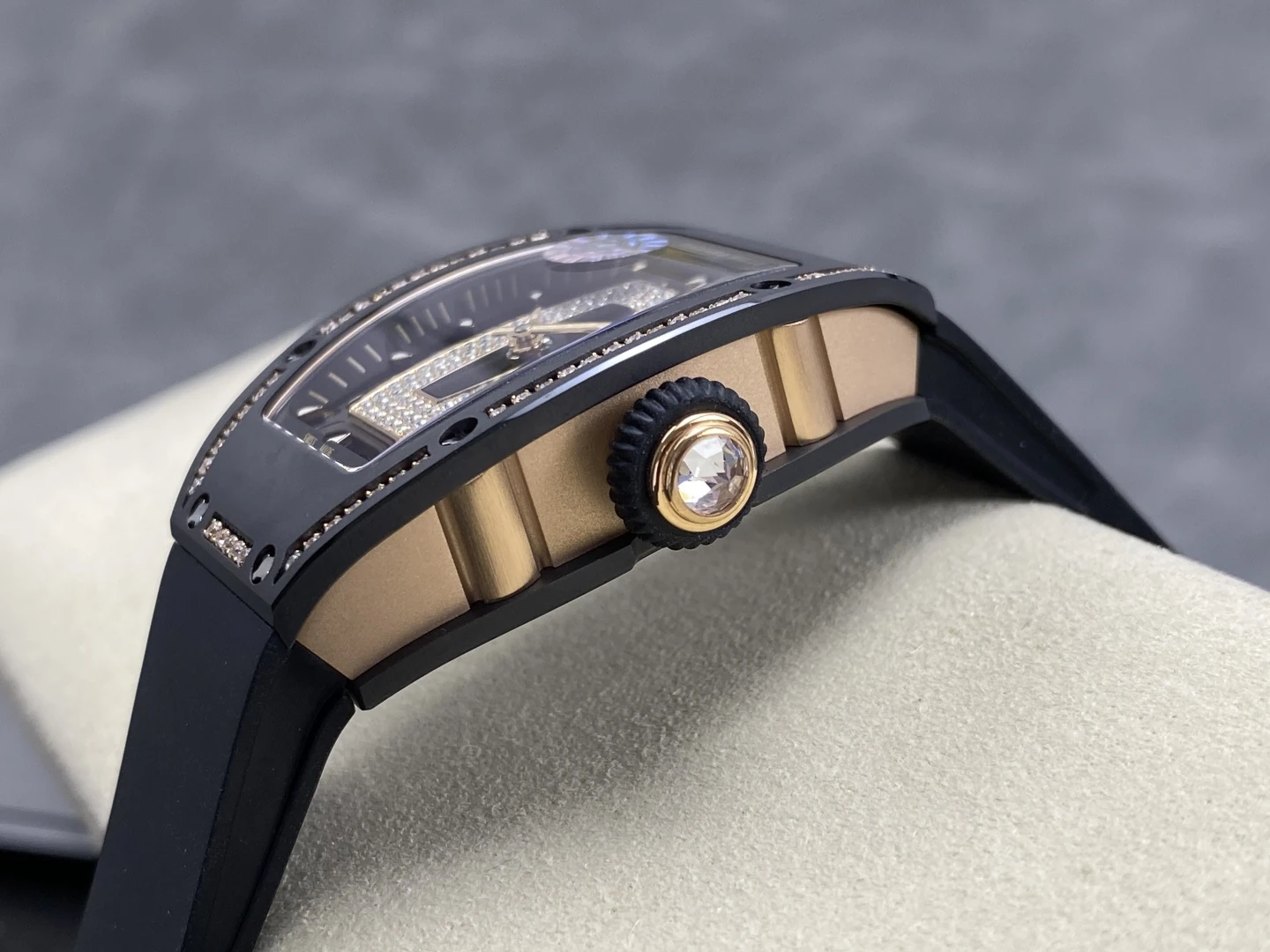 RICHARD MILLE RM07 Ladies Black Ceramic Diamonds Bezel ZF 1:1 Best Edition Black Dial on Black Rubber Strap CRMA2 Clone 29 55fba342e54f10a AMO Watch