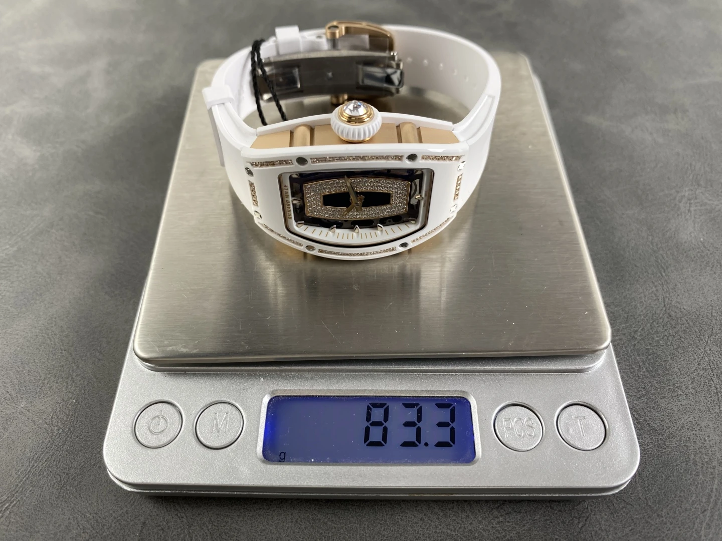 RICHARD MILLE RM07 Ladies White Ceramic Diamonds Bezel ZF 1:1 Best Edition Black Dial on White Rubber Strap CRMA2 Clone 45 58fa7f79b4f751c AMO Watch