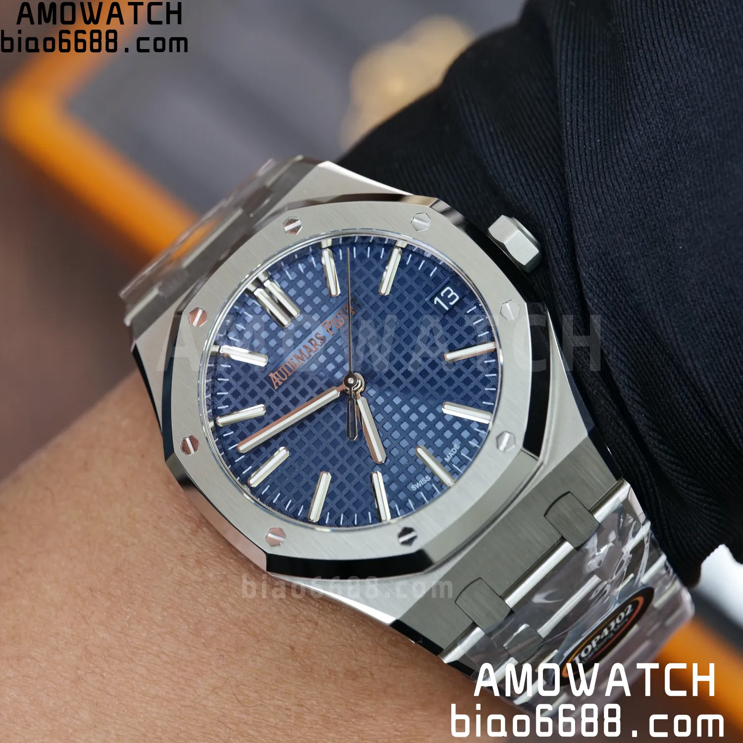 Custom Made AP Royal Oak 15510 SS TOP Factory (SW Factory Blue Dial、 DEEP Crystal、18K solid rotor、Gold-plated screws) 96 5ff83b5e9526153 阿默表行AmoWatch