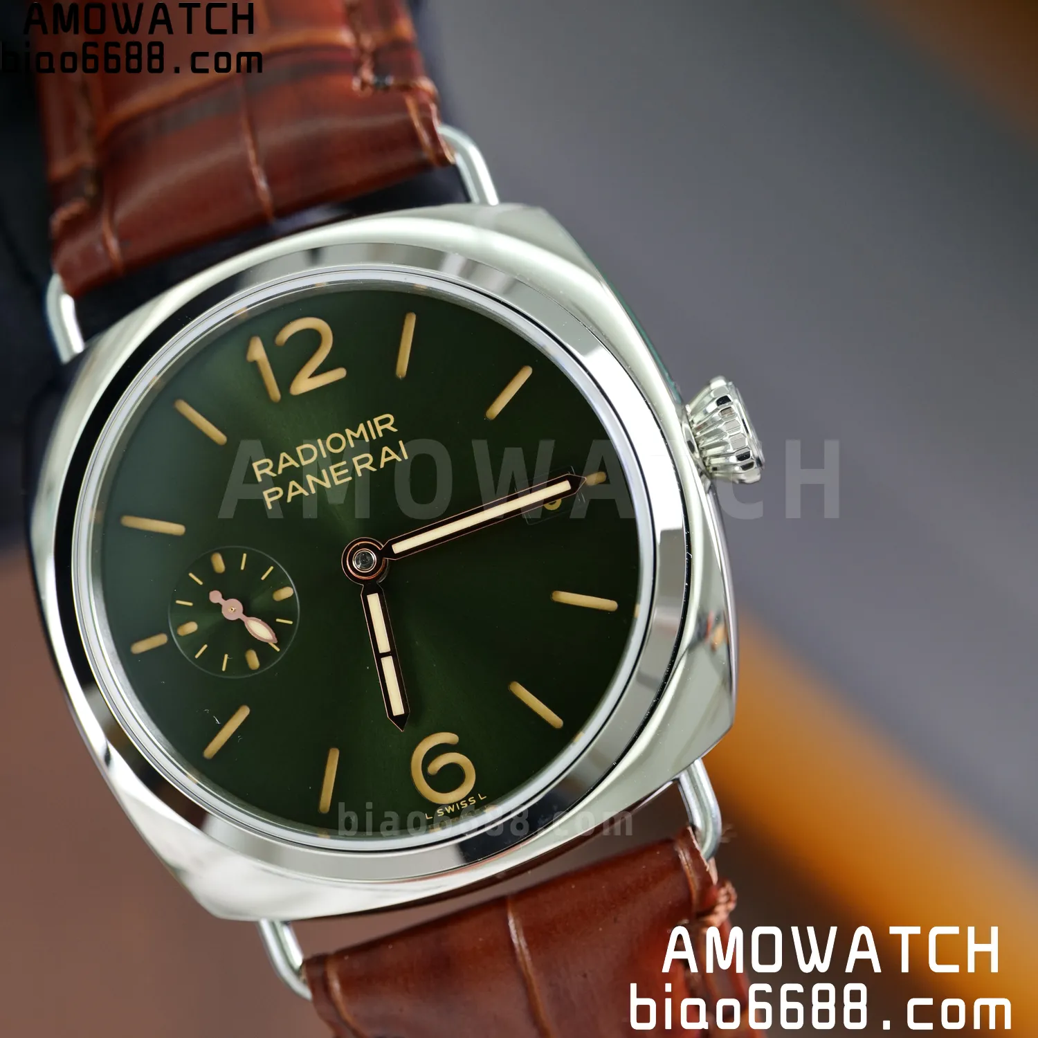 Panerai PAM1386 Y Radiomir TTF 1:1 Best Edition Green Dial on Brown Leather Strap P900 74 694093c263d52c3 AMO Watch