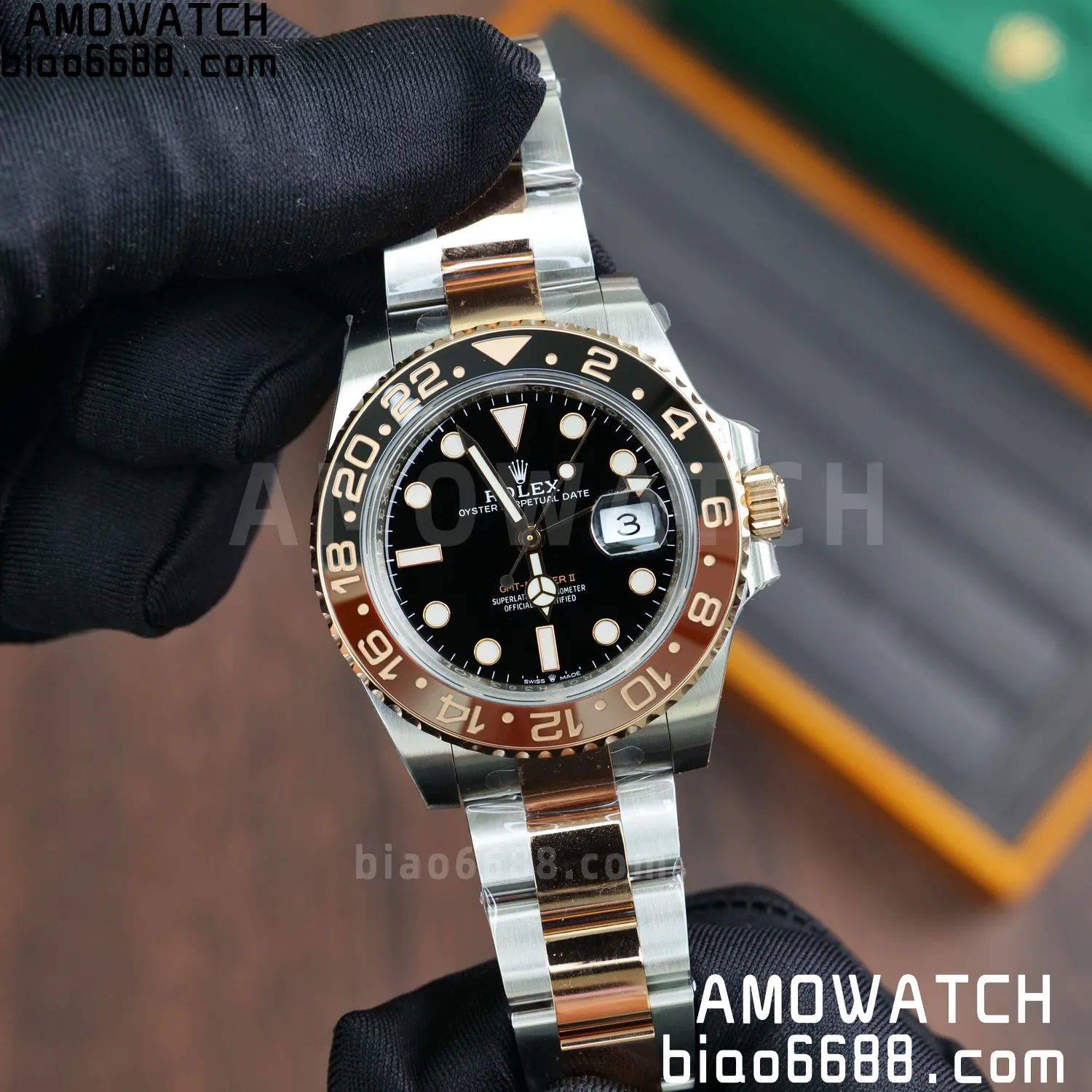 Rolex GMT-Master II 126711 CHNR VSF1:1 Best Edition on Black Dial SS/RG Bracelet Super Clone DD3285 (Weight) 83 697671b4c5b4484 AMO Watch