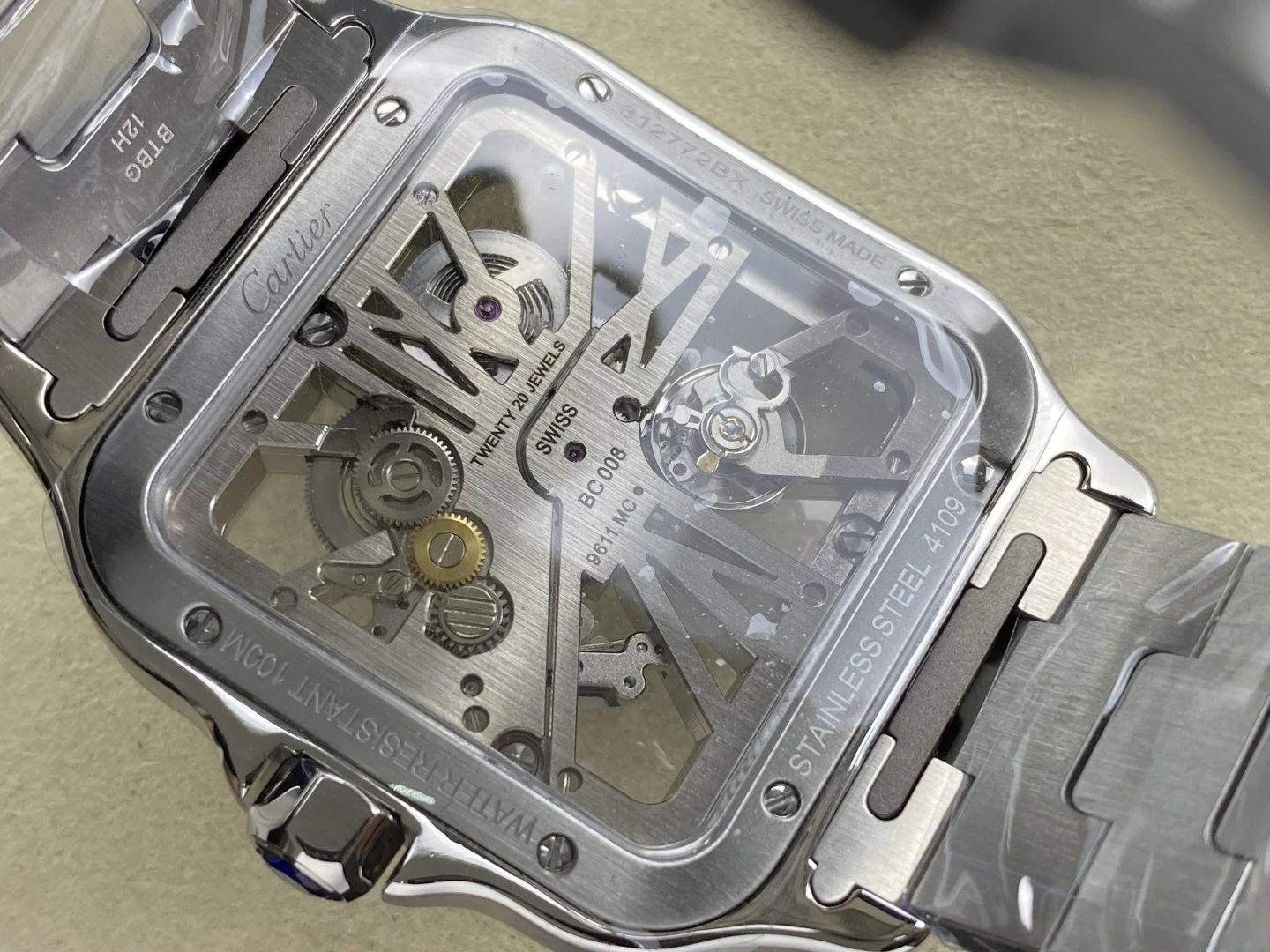 Cartier Santos Skeleton SS RICH 1:1 Best Edition Skeleton Dial 9611MC Super Clone 43 6ca2f0753c751d9 AMO Watch