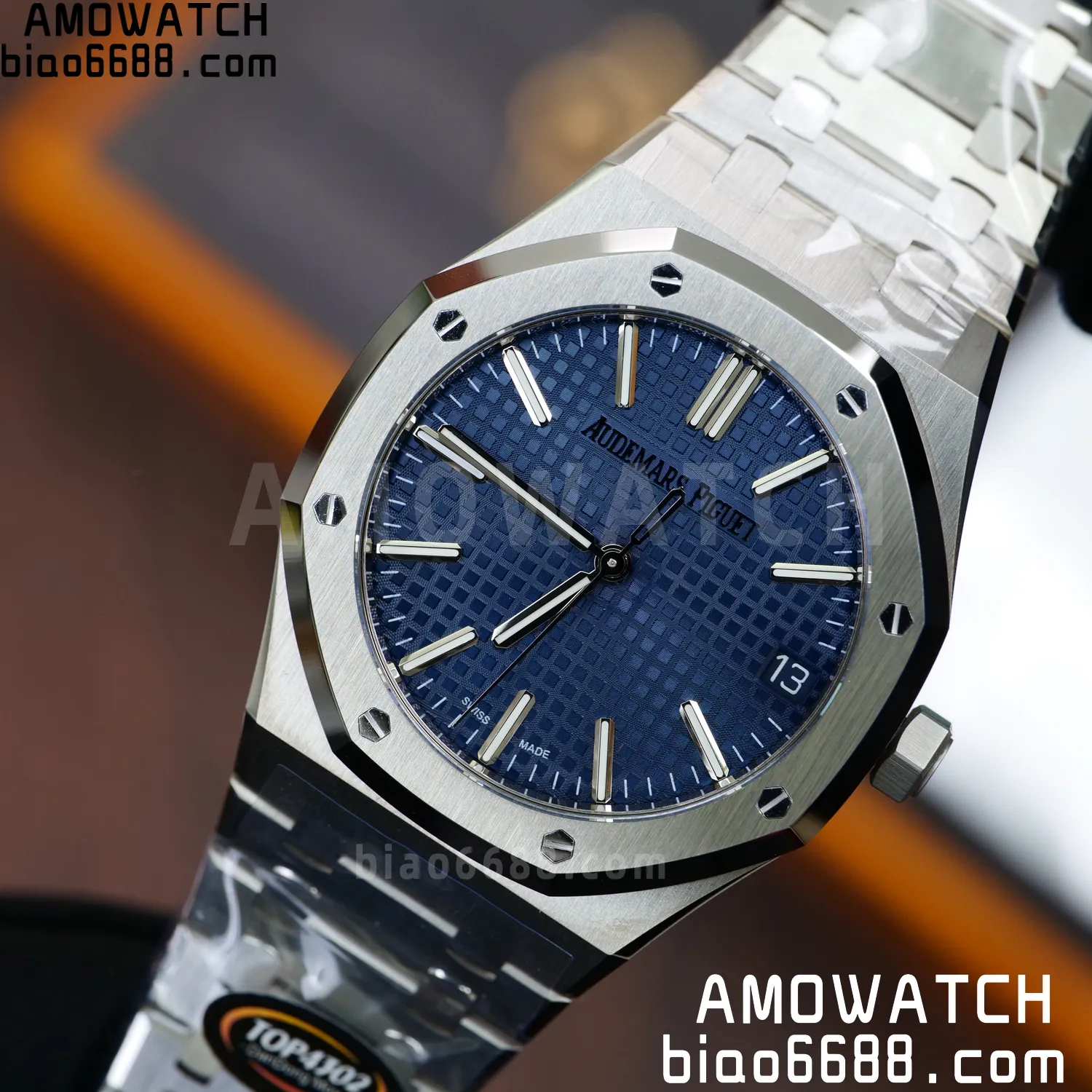 Custom Made AP Royal Oak 15510 SS TOP Factory (SW Factory Blue Dial、 DEEP Crystal、18K solid rotor、Gold-plated screws) 87 704b505187b9855 阿默表行AmoWatch