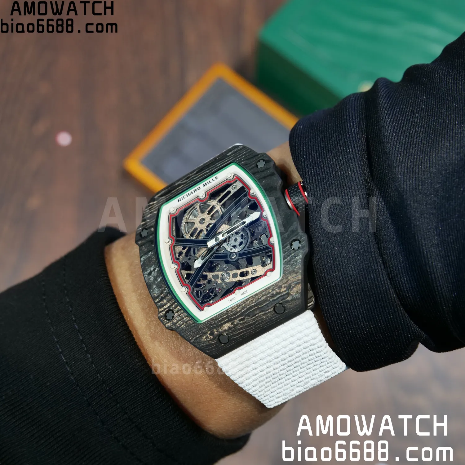 RICHARD MILLE RM67-02 Black NTPT Best Edition Italy Dial on White Nylon strap CRMA7 Clone V9 110 7260f3a4542b166 阿默表行AmoWatch