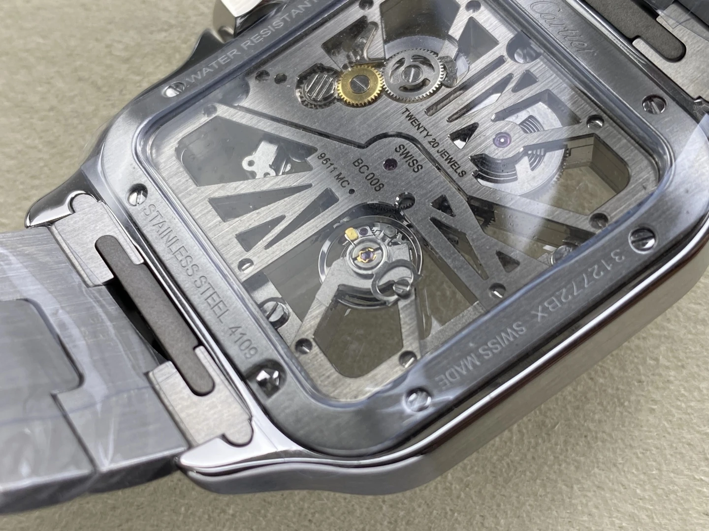 Cartier Santos Skeleton SS RICH 1:1 Best Edition Skeleton Dial 9611MC Super Clone 44 75e7763640d6d1c AMO Watch