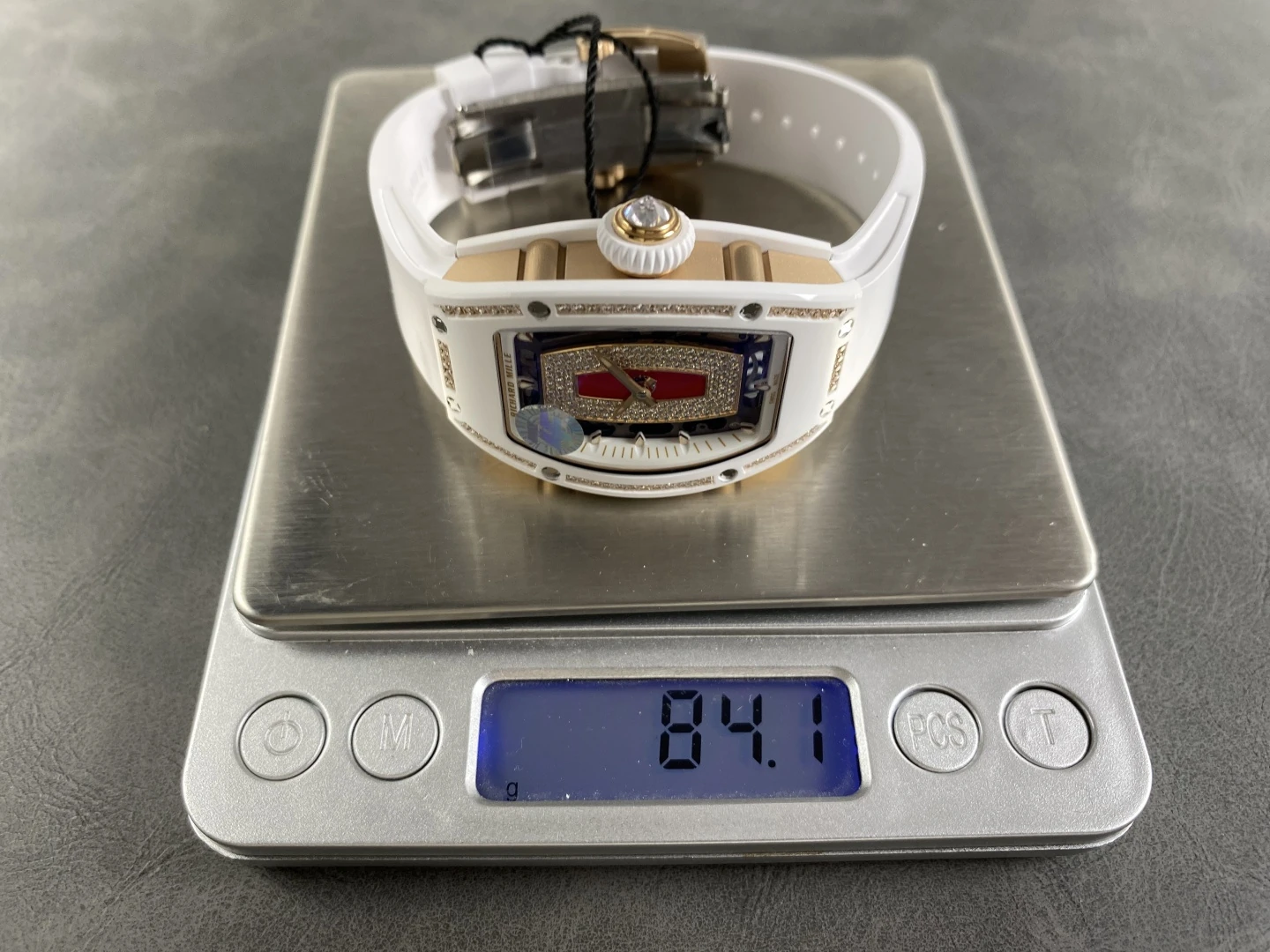 RICHARD MILLE RM07 Ladies White Ceramic Diamonds Bezel ZF 1:1 Best Edition Red Dial on White Rubber Strap CRMA2 Clone 33 77d37af1b415d57 AMO Watch