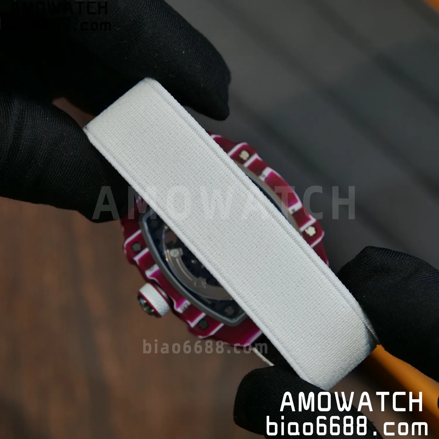 RICHARD MILLE RM67-02 Red NTPT Best Edition Qatar Dial on White Nylon strap CRMA7 Clone V9 77 7b02920aa21d3da AMO Watch