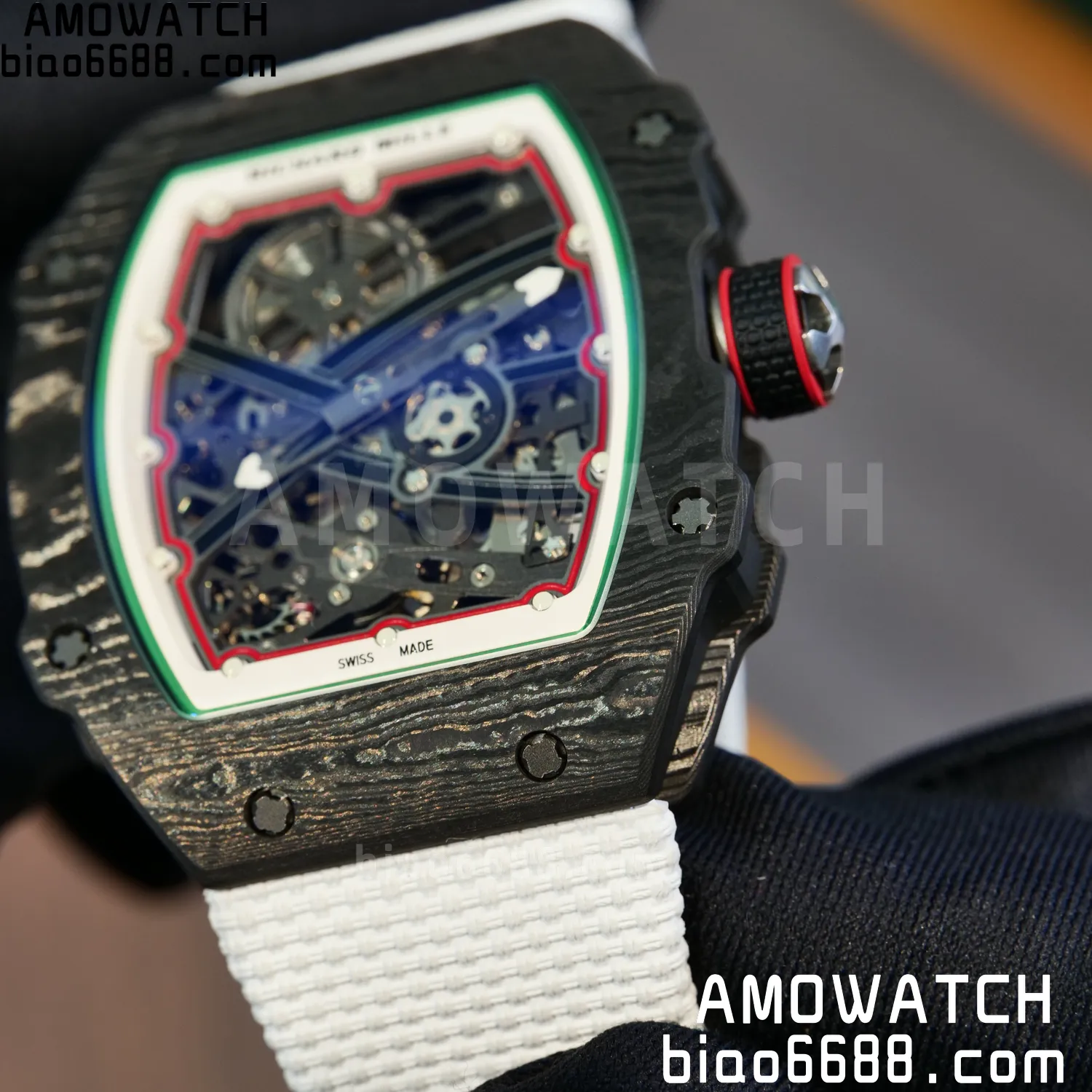 RICHARD MILLE RM67-02 Black NTPT Best Edition Italy Dial on White Nylon strap CRMA7 Clone V9 98 84aa8e0d87ad420 阿默表行AmoWatch