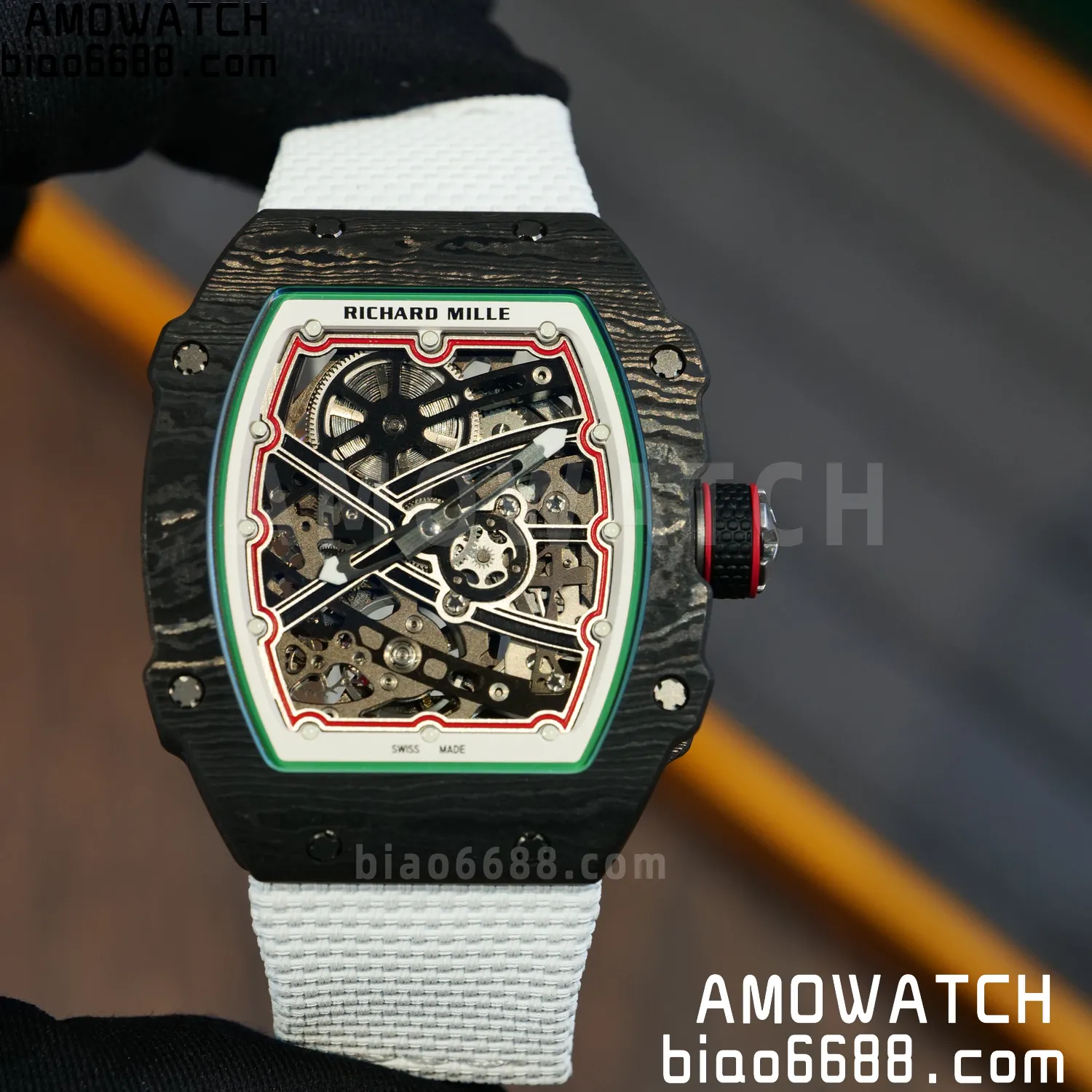 RICHARD MILLE RM67-02 Black NTPT Best Edition Italy Dial on White Nylon strap CRMA7 Clone V9 85 886f051d7d6de75 阿默表行AmoWatch