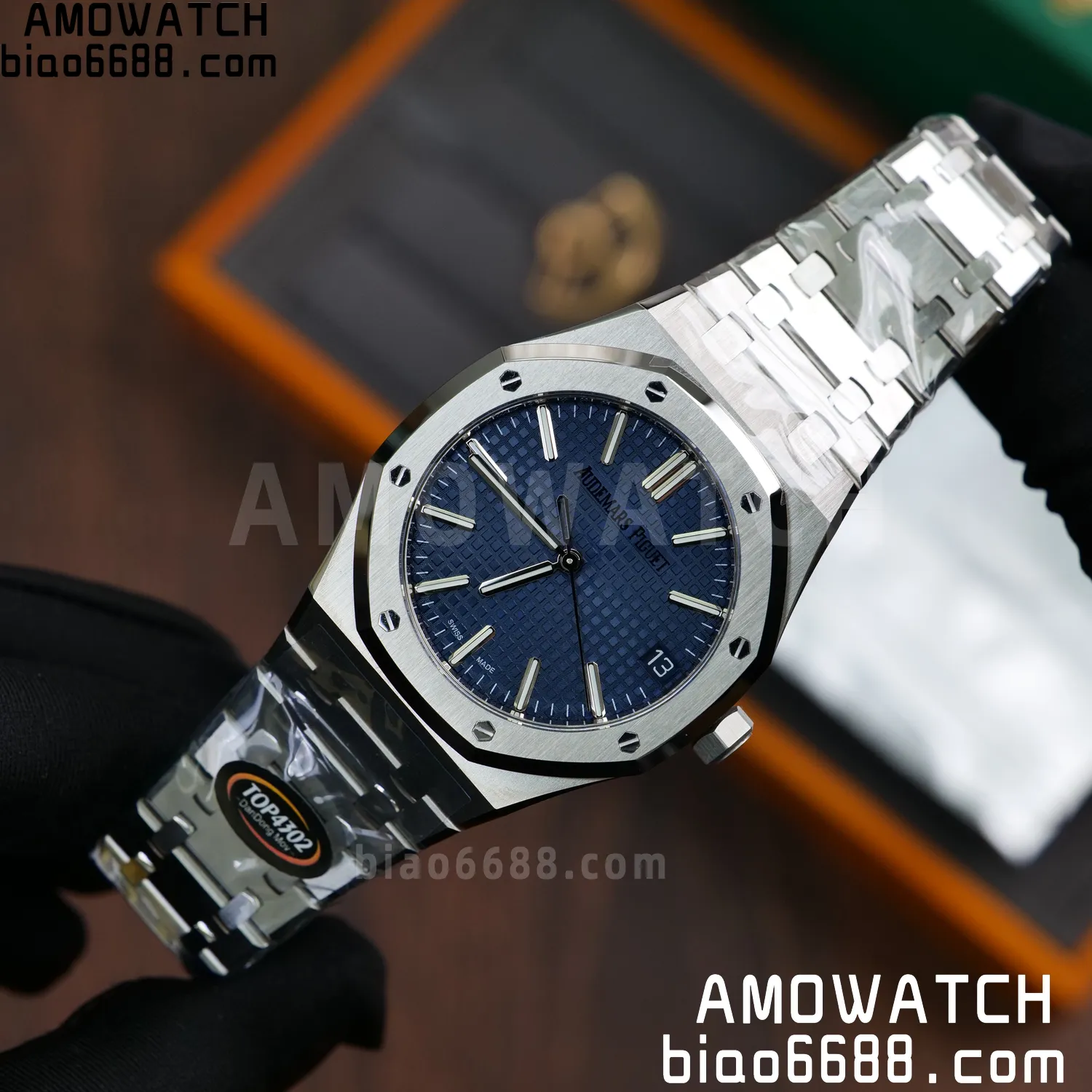 Custom Made AP Royal Oak 15510 SS TOP Factory (SW Factory Blue Dial、 DEEP Crystal、18K solid rotor、Gold-plated screws) 74 8b39a5891639d10 阿默表行AmoWatch