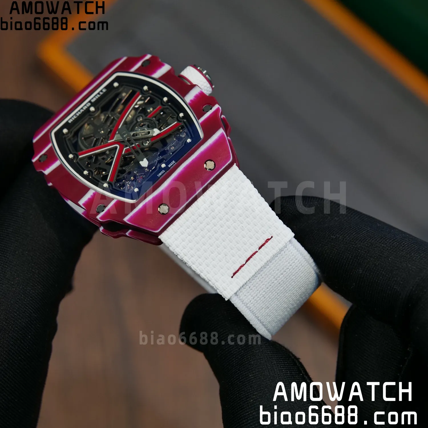 RICHARD MILLE RM67-02 Red NTPT Best Edition Qatar Dial on White Nylon strap CRMA7 Clone V9 64 8b80eb65bfeae1e AMO Watch