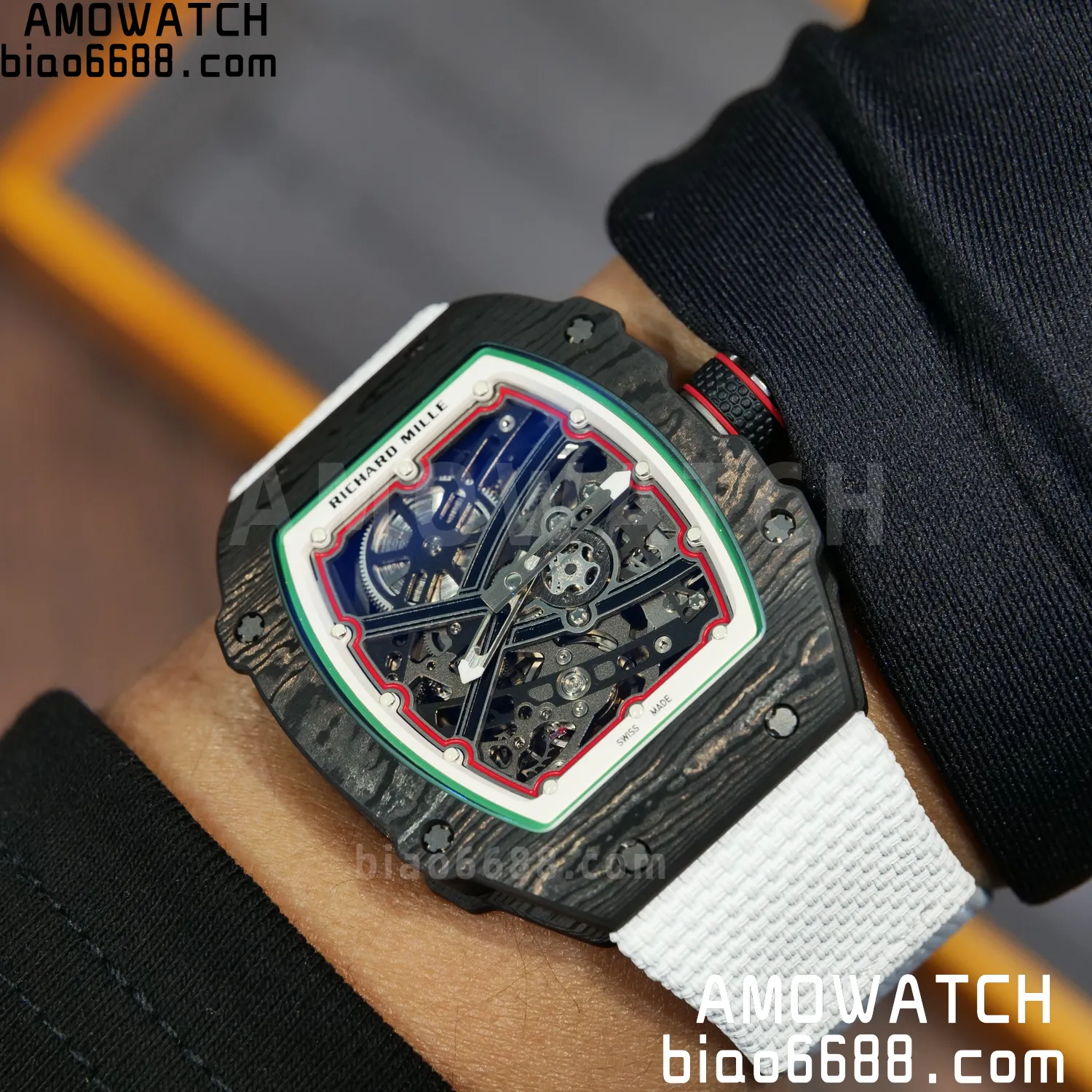 RICHARD MILLE RM67-02 Black NTPT Best Edition Italy Dial on White Nylon strap CRMA7 Clone V9 111 8c59e5423a831d4 阿默表行AmoWatch