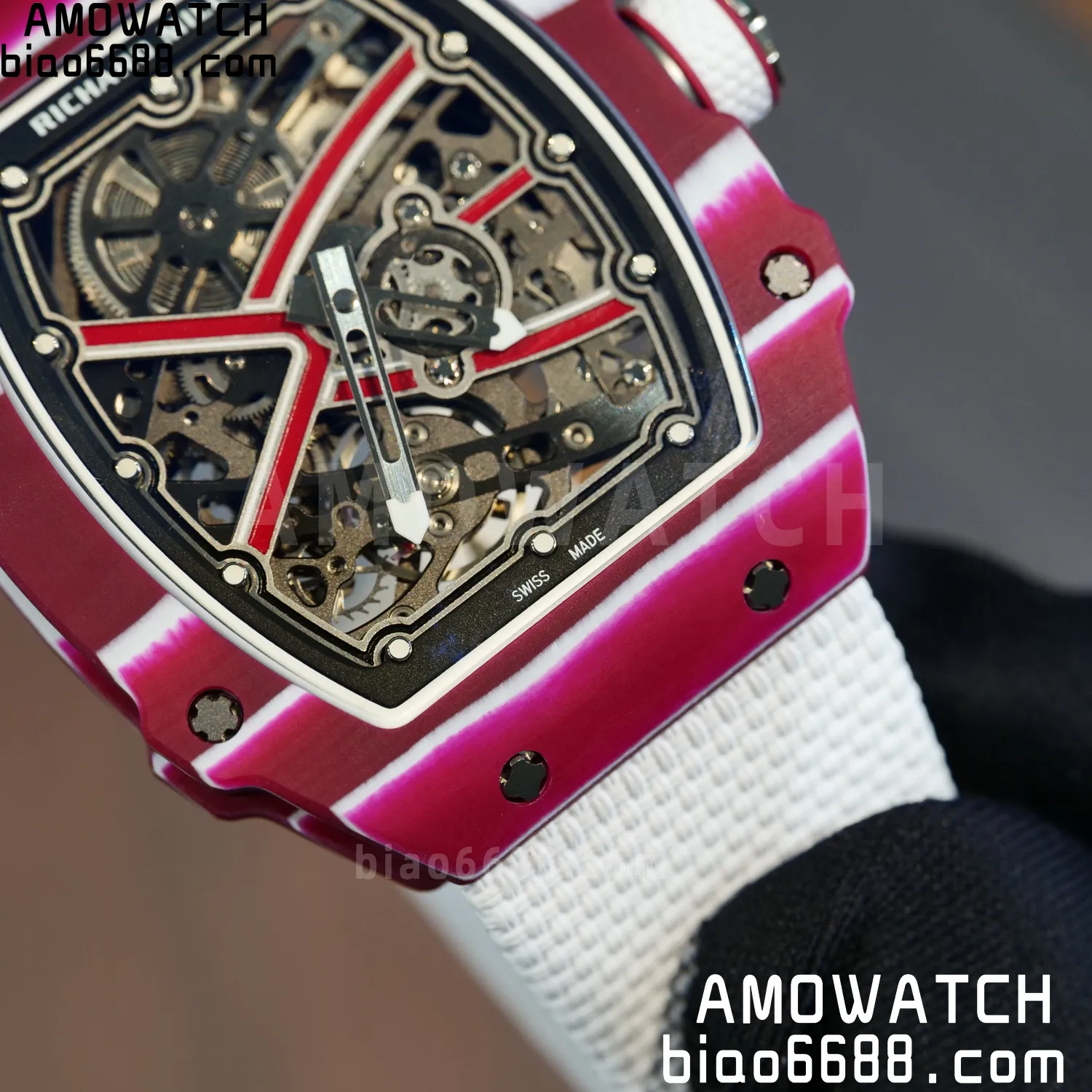 RICHARD MILLE RM67-02 Red NTPT Best Edition Qatar Dial on White Nylon strap CRMA7 Clone V9 75 8df88cf283191c1 AMO Watch