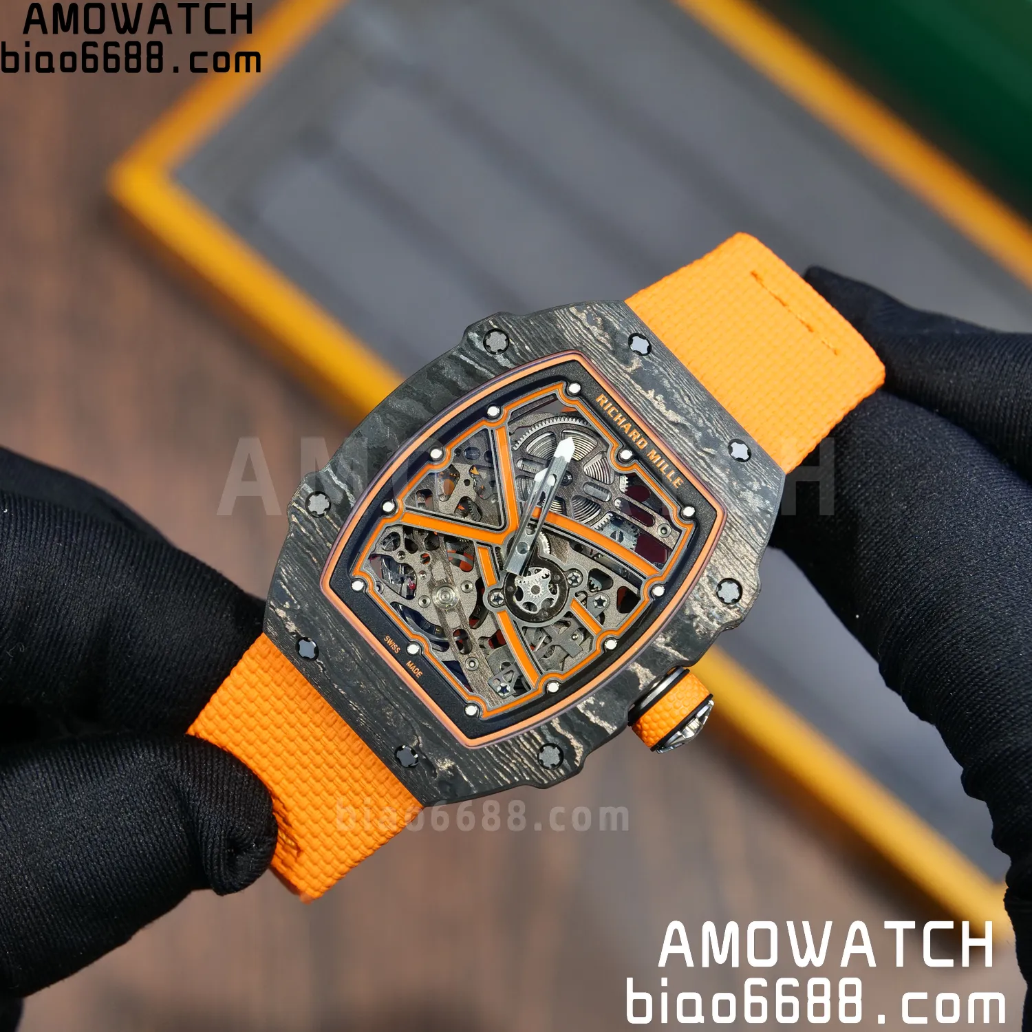 RICHARD MILLE RM67-02 Black NTPT Best Edition McLaren Dial on Orange Nylon strap CRMA7 Clone V9 65 8fbe1d7181c2f41 AMO Watch