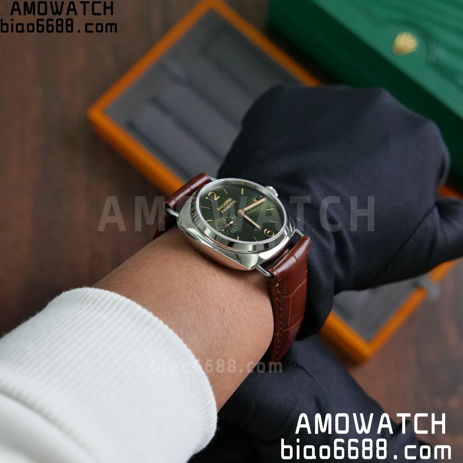Panerai PAM1386 Y Radiomir TTF 1:1 Best Edition Green Dial on Brown Leather Strap P900 86 98811f696866ecc AMO Watch
