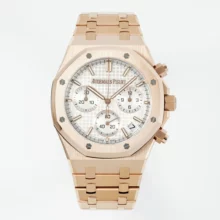 AP Royal Oak Chrono 26240 RG DDF 1:1 Best Edition White Dial on RG Bracelet DD4401 Super Clone Weight (SW Dial)