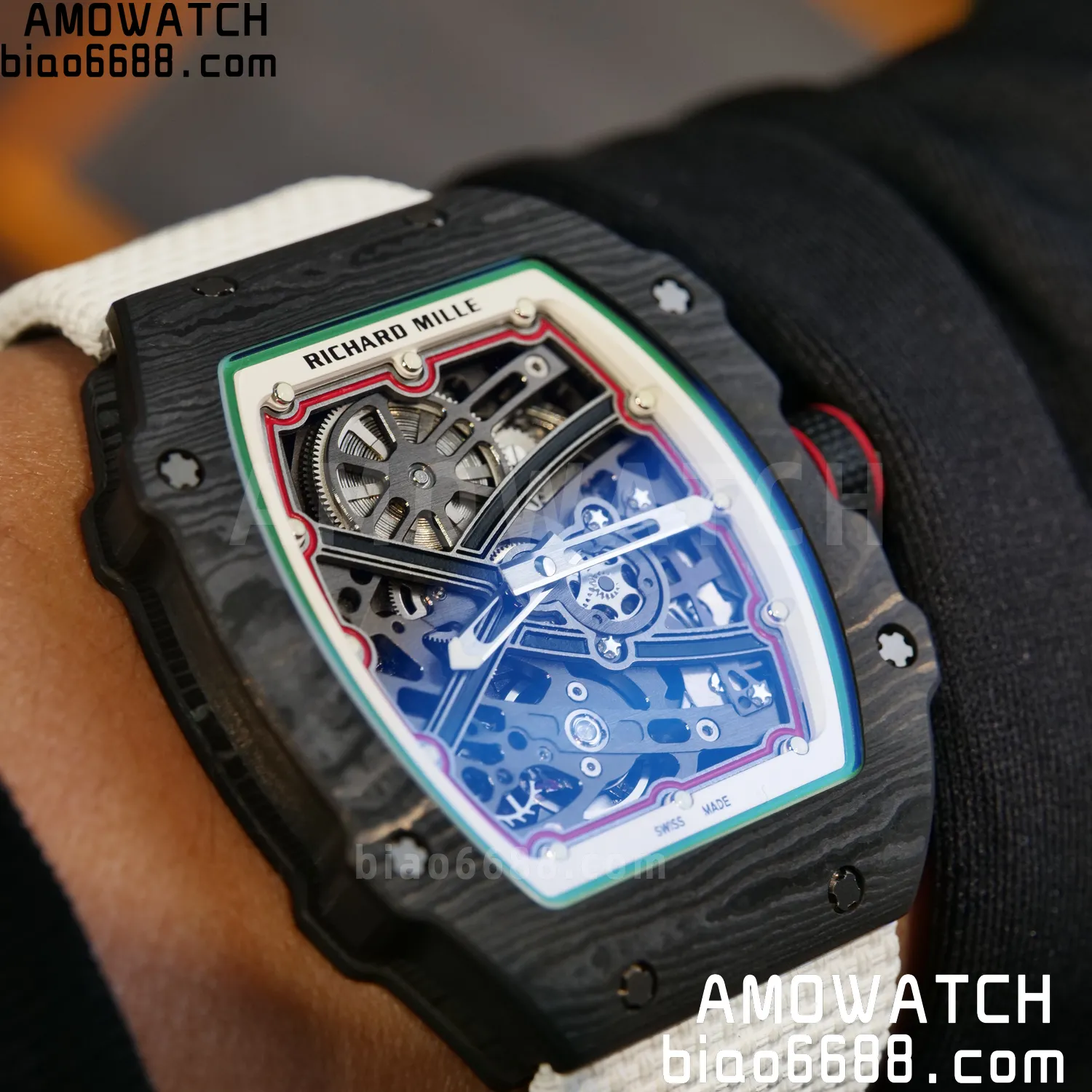 RICHARD MILLE RM67-02 Black NTPT Best Edition Italy Dial on White Nylon strap CRMA7 Clone V9 114 9d3561d102cff1f 阿默表行AmoWatch