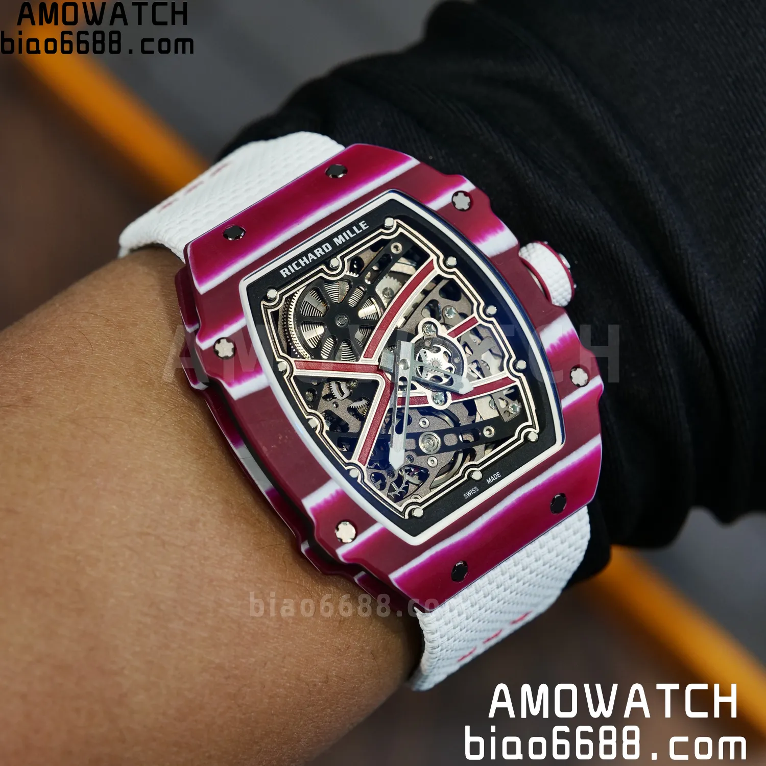 RICHARD MILLE RM67-02 Red NTPT Best Edition Qatar Dial on White Nylon strap CRMA7 Clone V9 84 a35b90ccdd37c82 AMO Watch