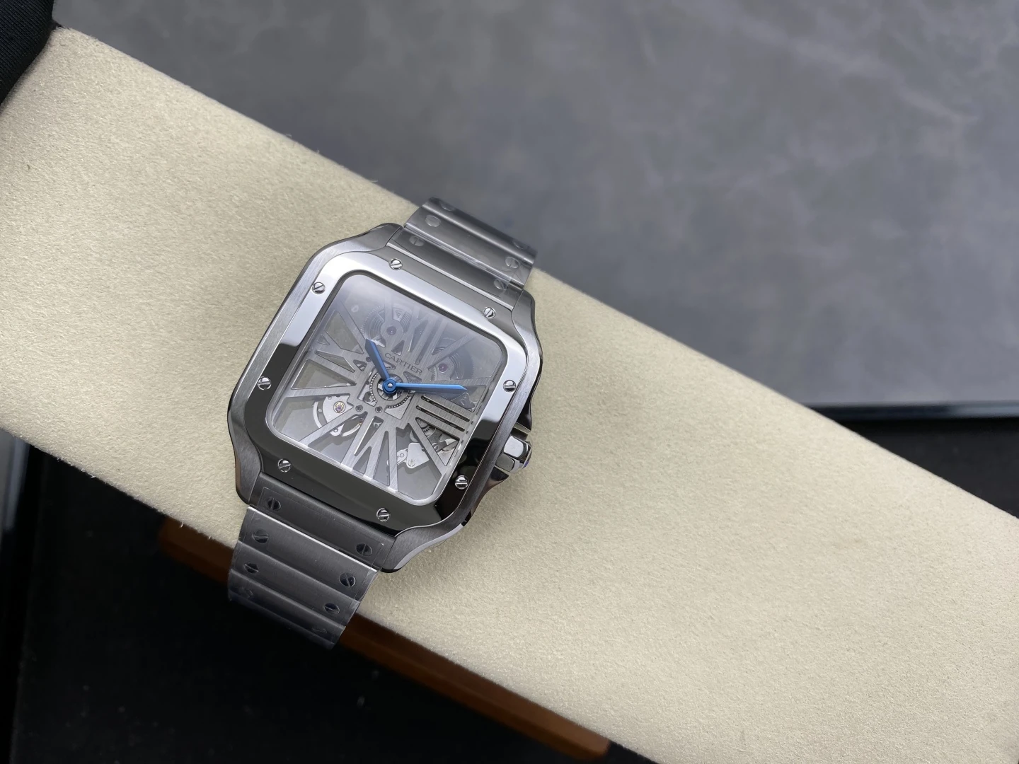 Cartier Santos Skeleton SS RICH 1:1 Best Edition Skeleton Dial 9611MC Super Clone 37 b1a5f051dee4c46 AMO Watch