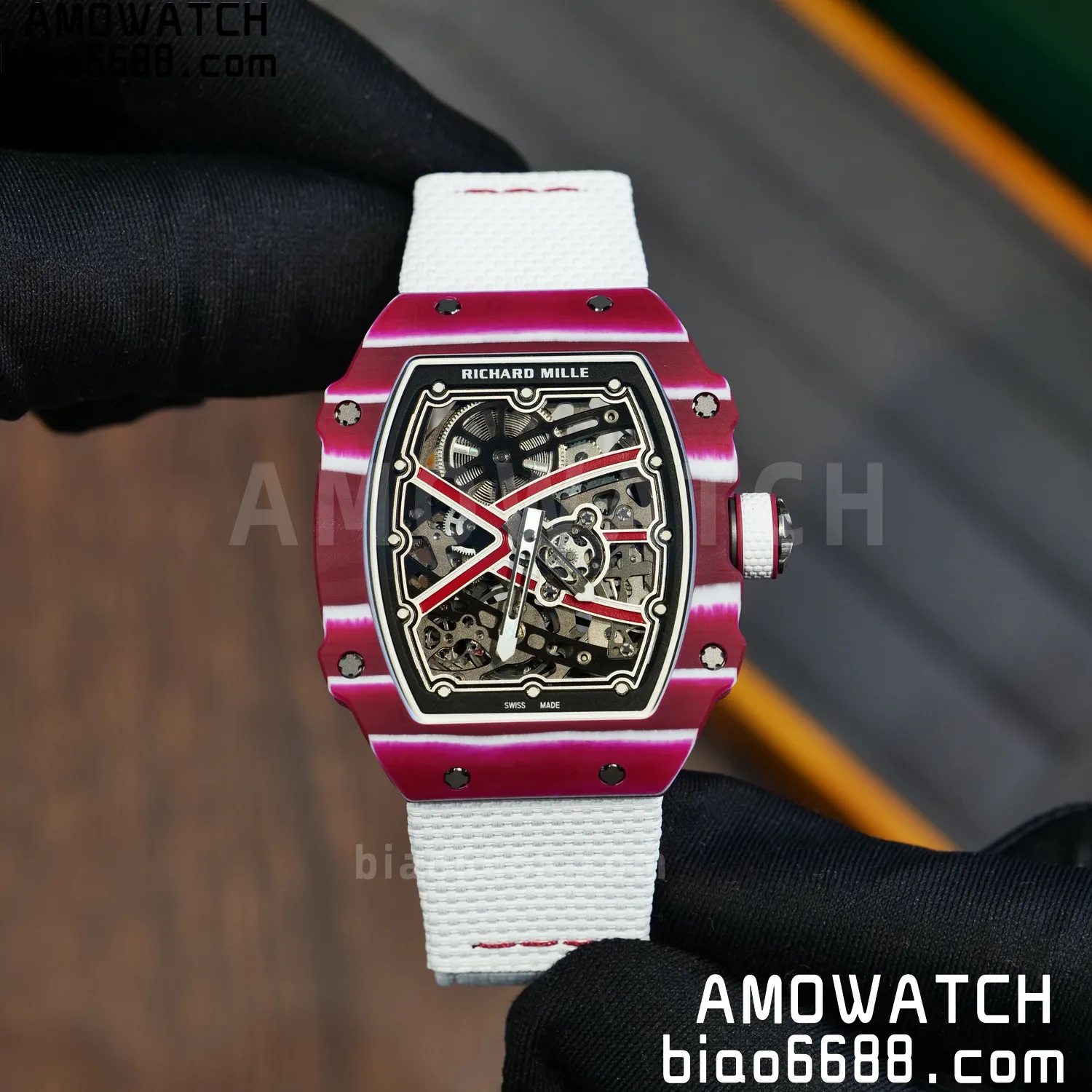 RICHARD MILLE RM67-02 Red NTPT Best Edition Qatar Dial on White Nylon strap CRMA7 Clone V9 65 b6bd705cdb18341 AMO Watch