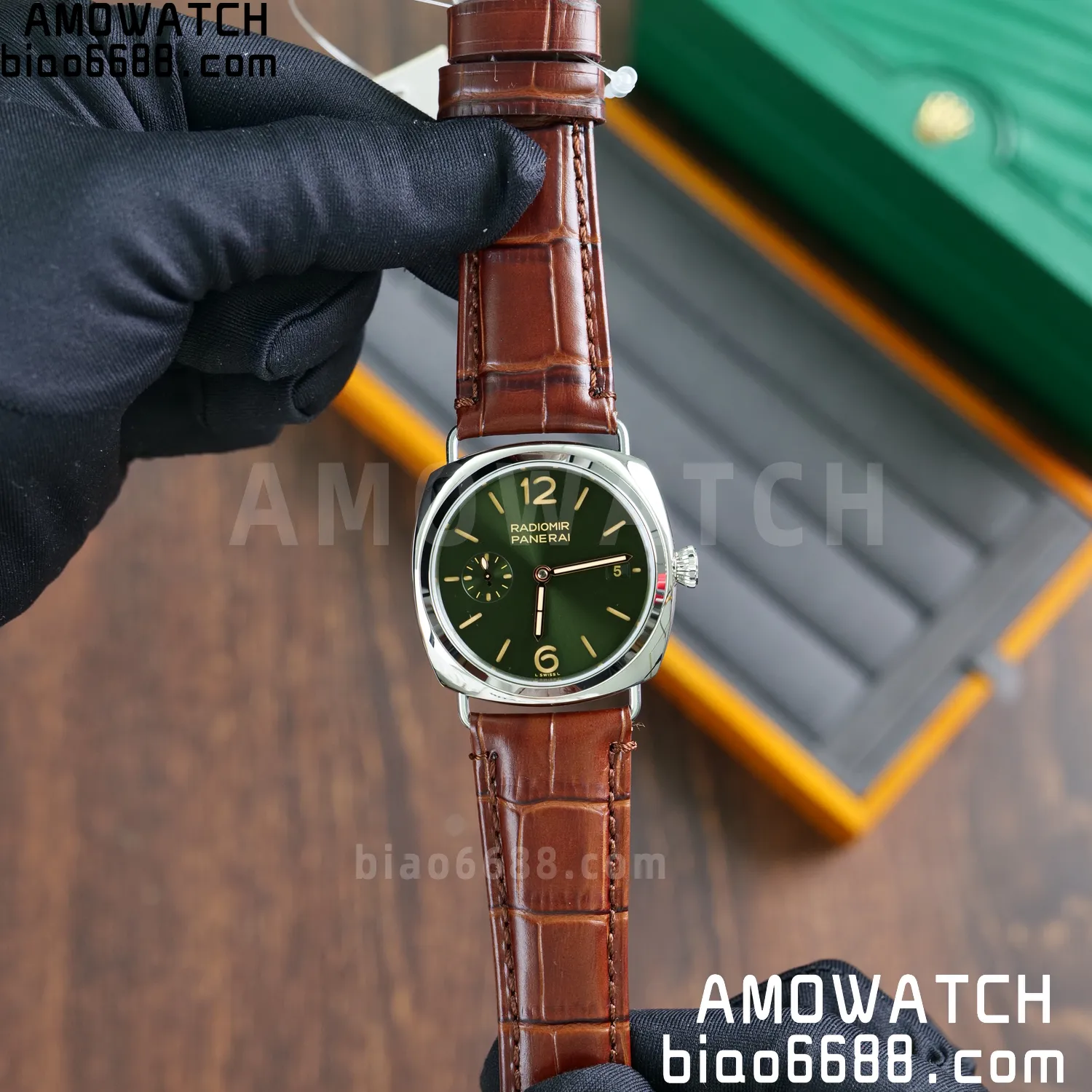 Panerai PAM1386 Y Radiomir TTF 1:1 Best Edition Green Dial on Brown Leather Strap P900 61 b77adf4ecbfb1e2 AMO Watch