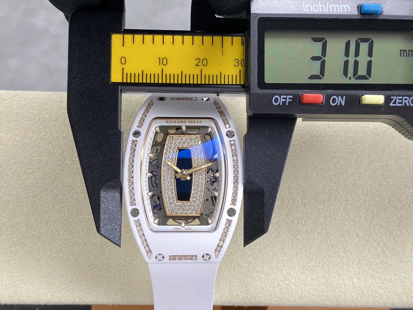 RICHARD MILLE RM07 Ladies White Ceramic Diamonds Bezel ZF 1:1 Best Edition Black Dial on White Rubber Strap CRMA2 Clone 42 b9a0f13ef0d2d16 AMO Watch