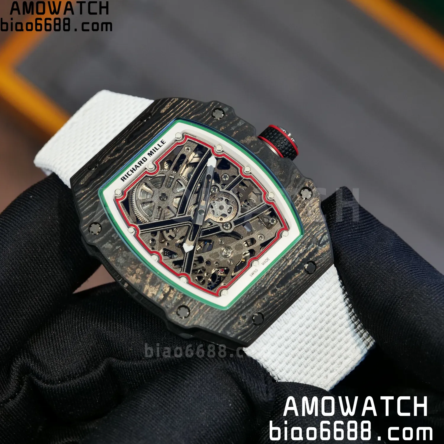 RICHARD MILLE RM67-02 Black NTPT Best Edition Italy Dial on White Nylon strap CRMA7 Clone V9 89 c39807907f75a47 阿默表行AmoWatch