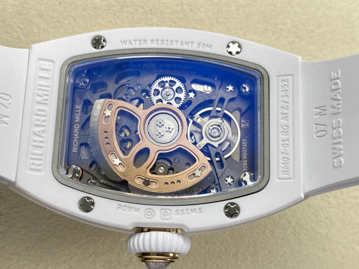 RICHARD MILLE RM07 Ladies White Ceramic Diamonds Bezel ZF 1:1 Best Edition Black Dial on White Rubber Strap CRMA2 Clone 44 c454fee1ef63463 AMO Watch