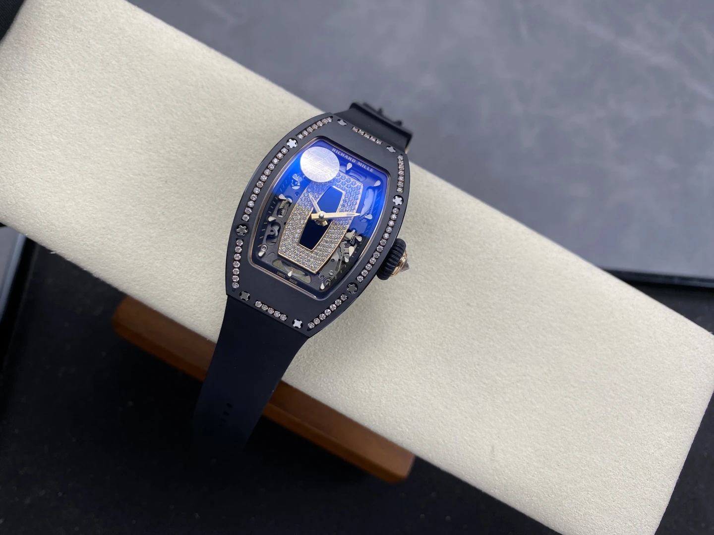 RICHARD MILLE RM07 Ladies Black Ceramic Diamonds Bezel ZF 1:1 Best Edition Black Dial on Black Rubber Strap CRMA2 Clone 25 c8ba6346770c3a8 AMO Watch