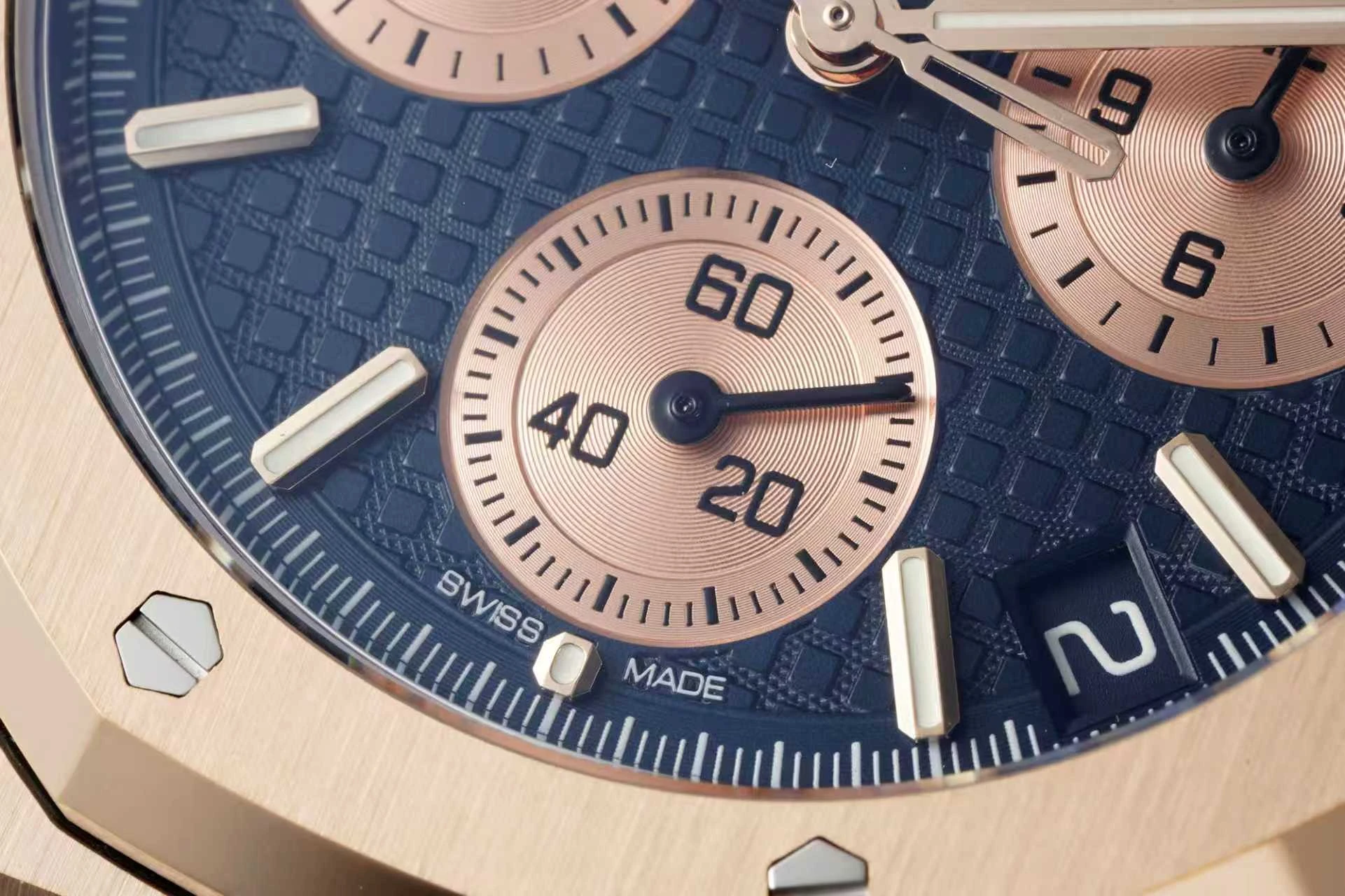 AP Royal Oak Chrono 26240 RG DDF 1:1 Best Edition White Dial on Blue Leather Strap DD4401 Super Clone Weight (SW Dial) 23 d7889b3942bf3de AMO Watch