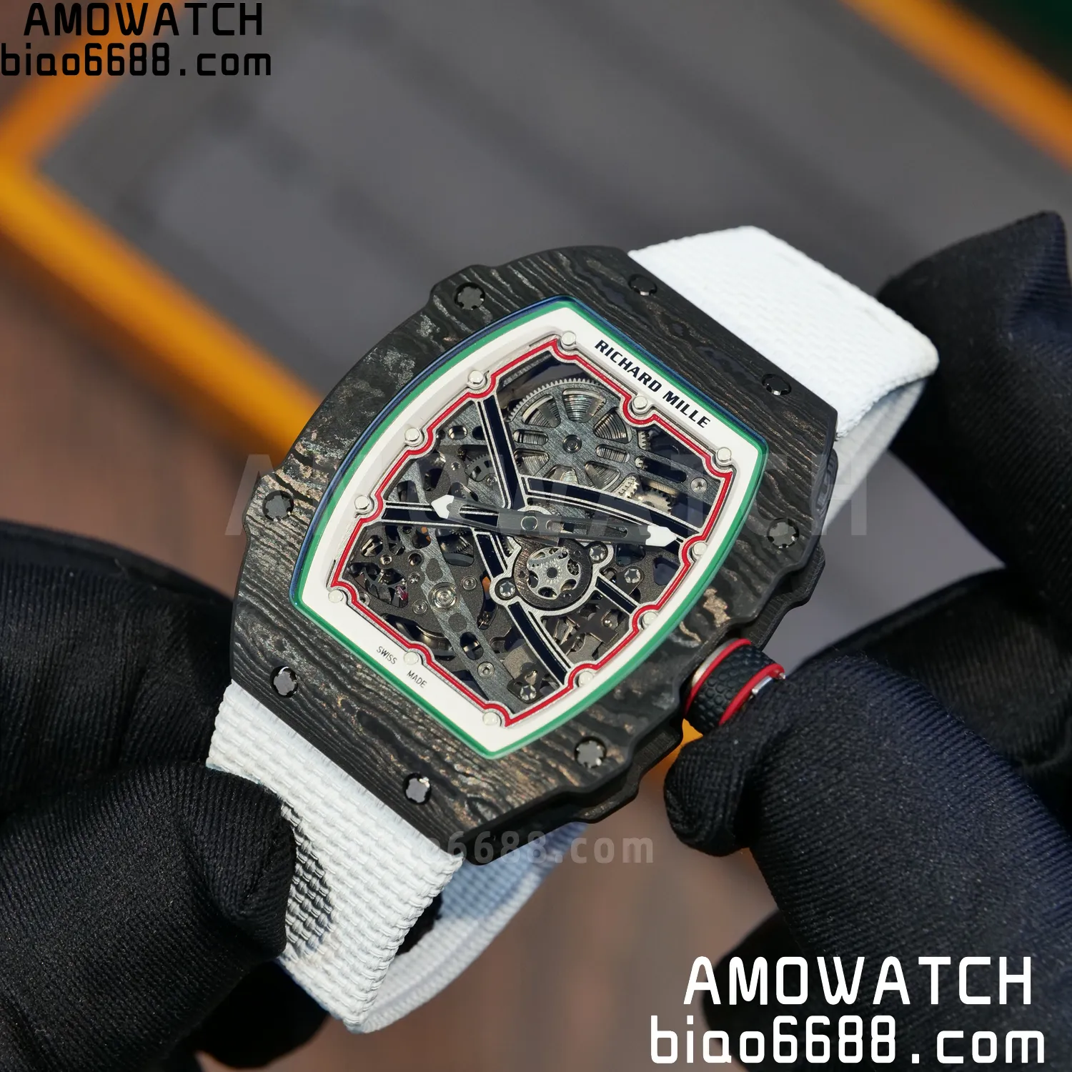 RICHARD MILLE RM67-02 Black NTPT Best Edition Italy Dial on White Nylon strap CRMA7 Clone V9 90 d96f79cadc96e19 阿默表行AmoWatch